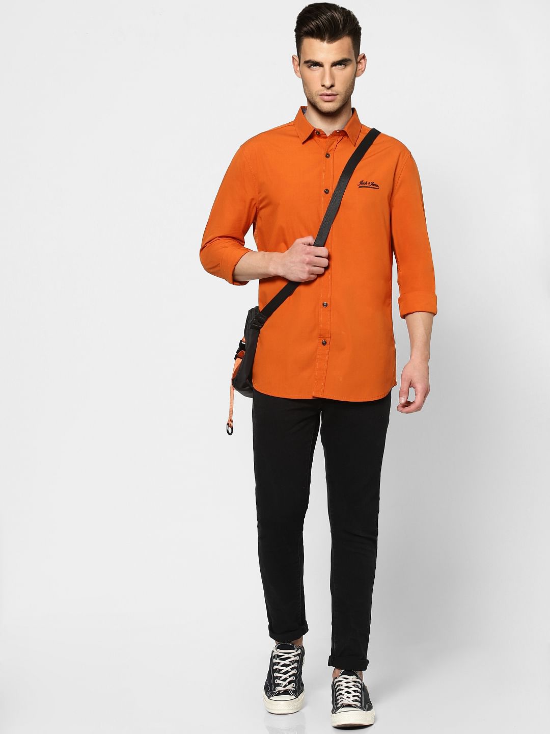 Orange Full Sleeves Shirt - S