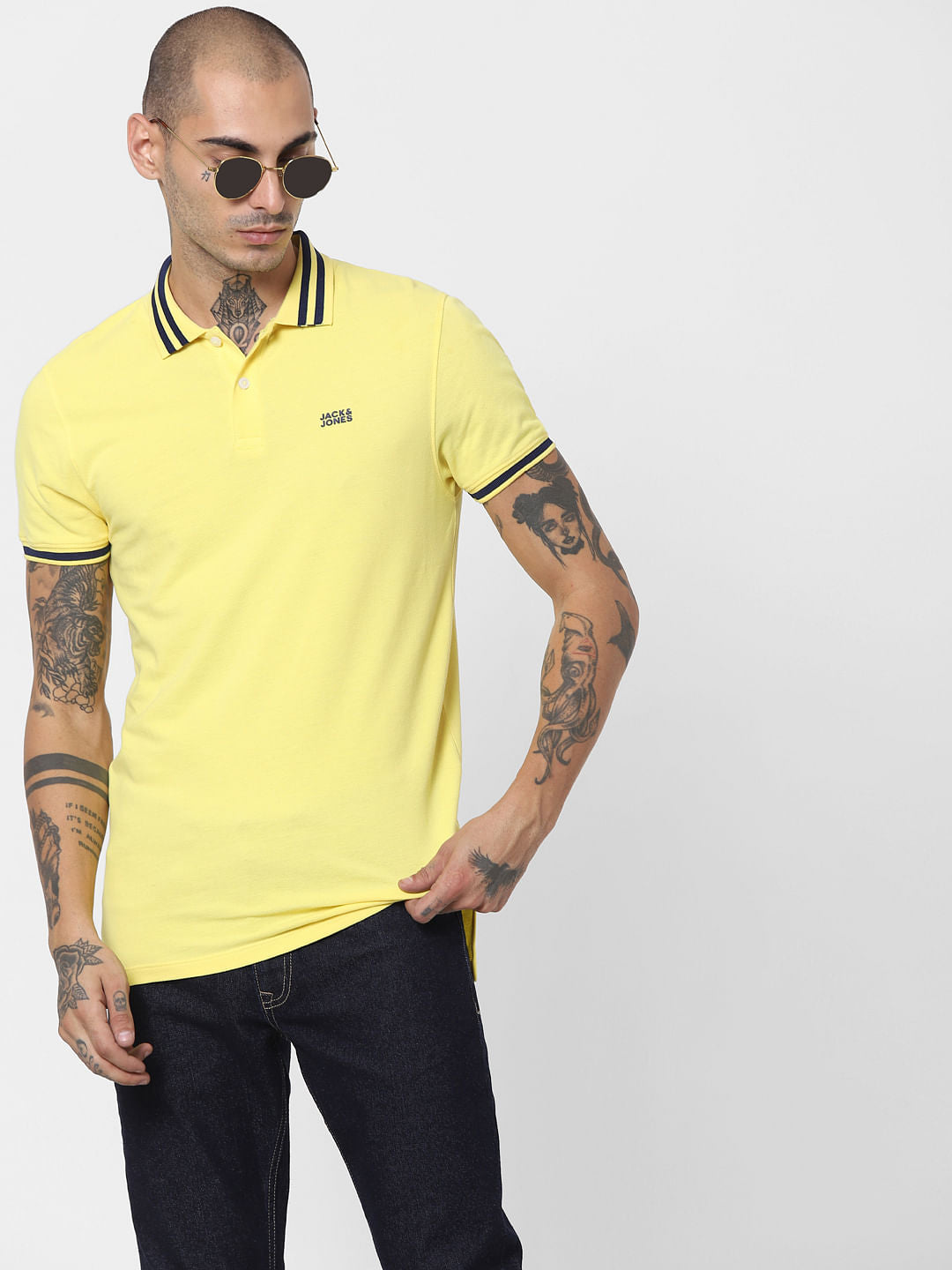Yellow Contrast Tipping Polo T-shirt