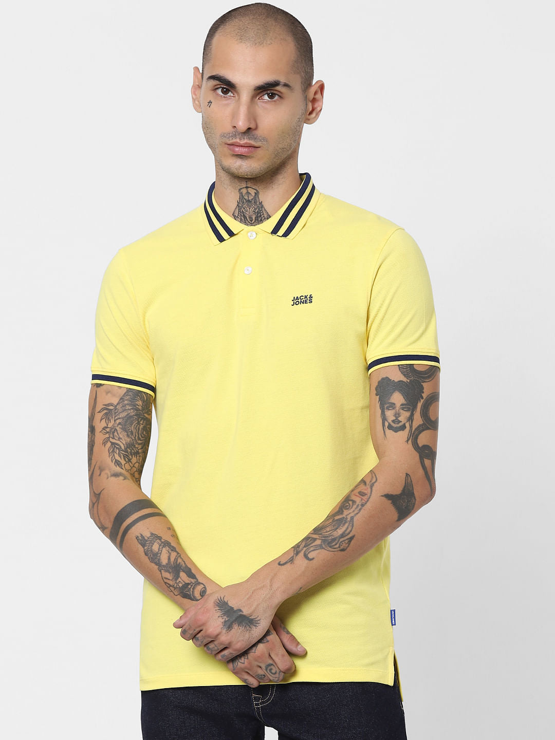 Yellow Contrast Tipping Polo T-shirt