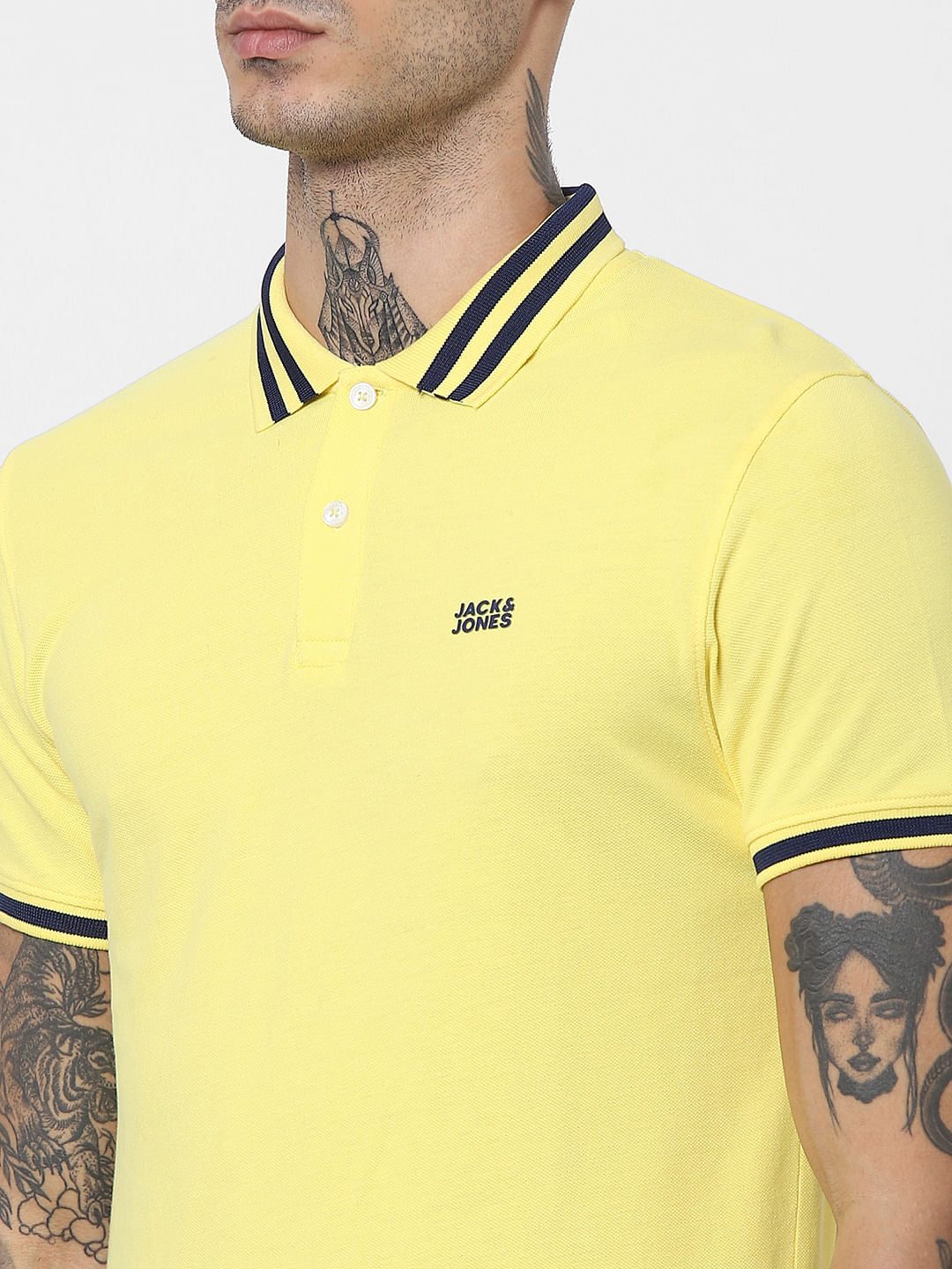Yellow Contrast Tipping Polo T-shirt