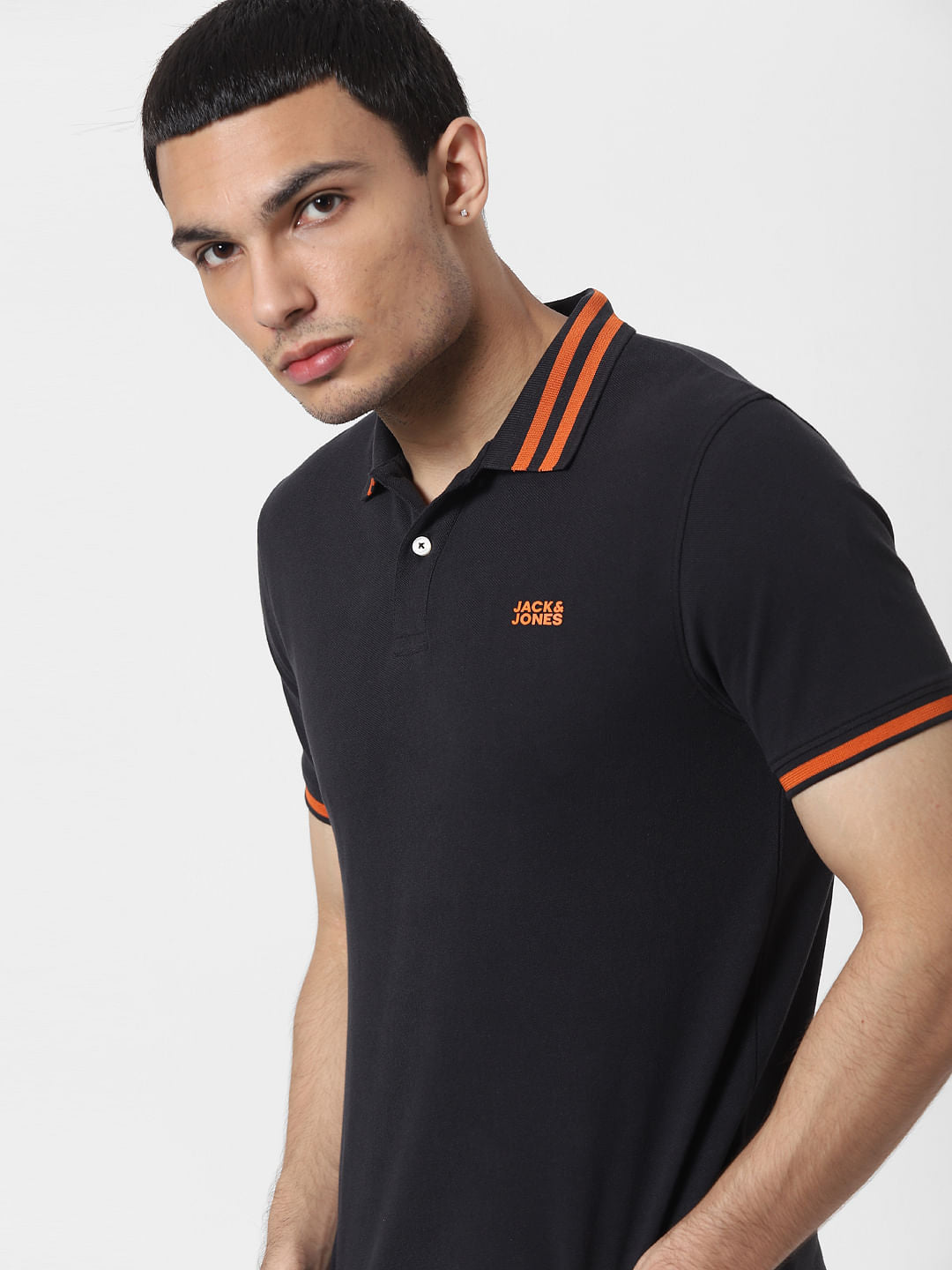 Black Contrast Tipping Polo T-shirt - S