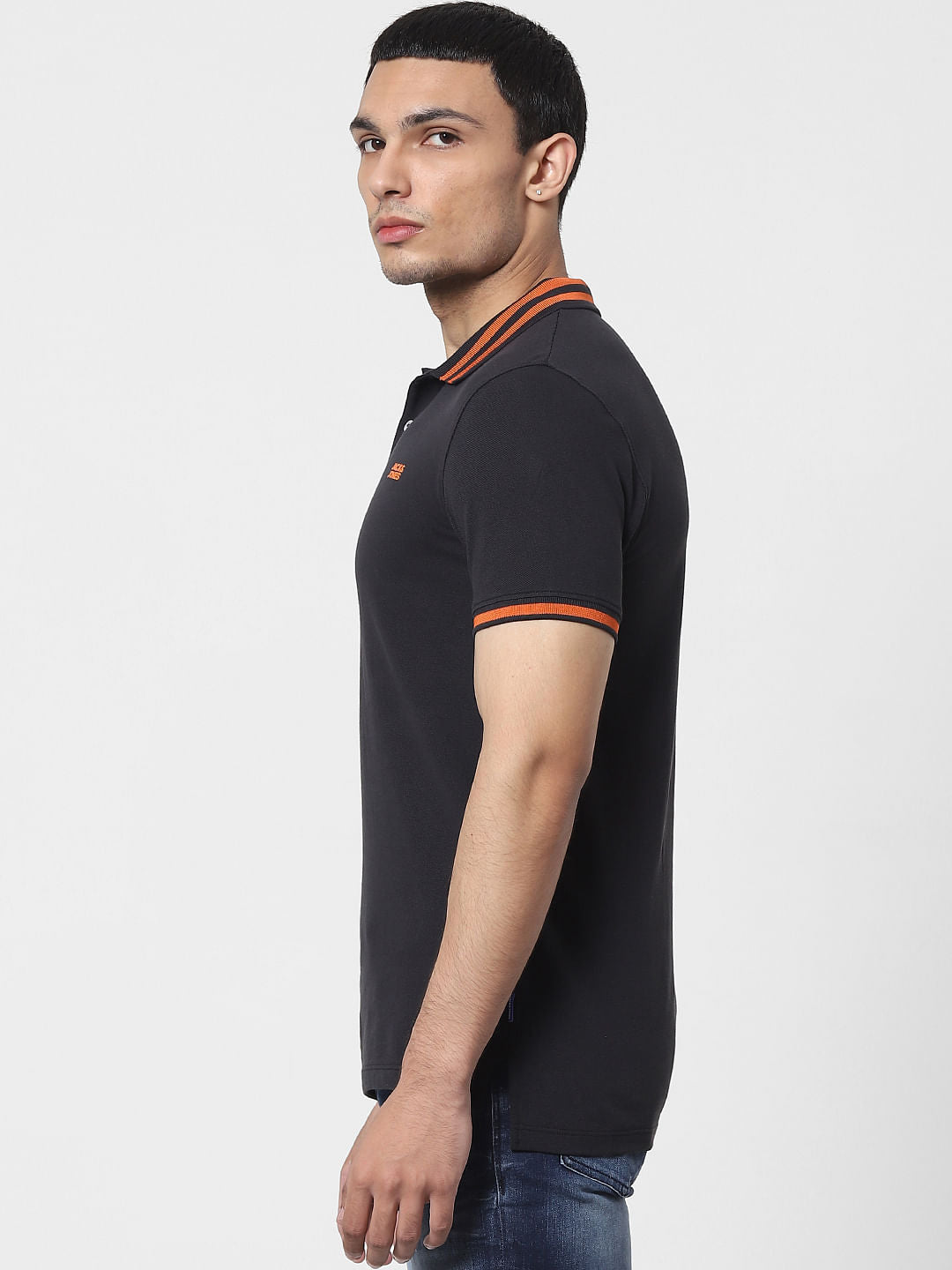 Black Contrast Tipping Polo T-shirt