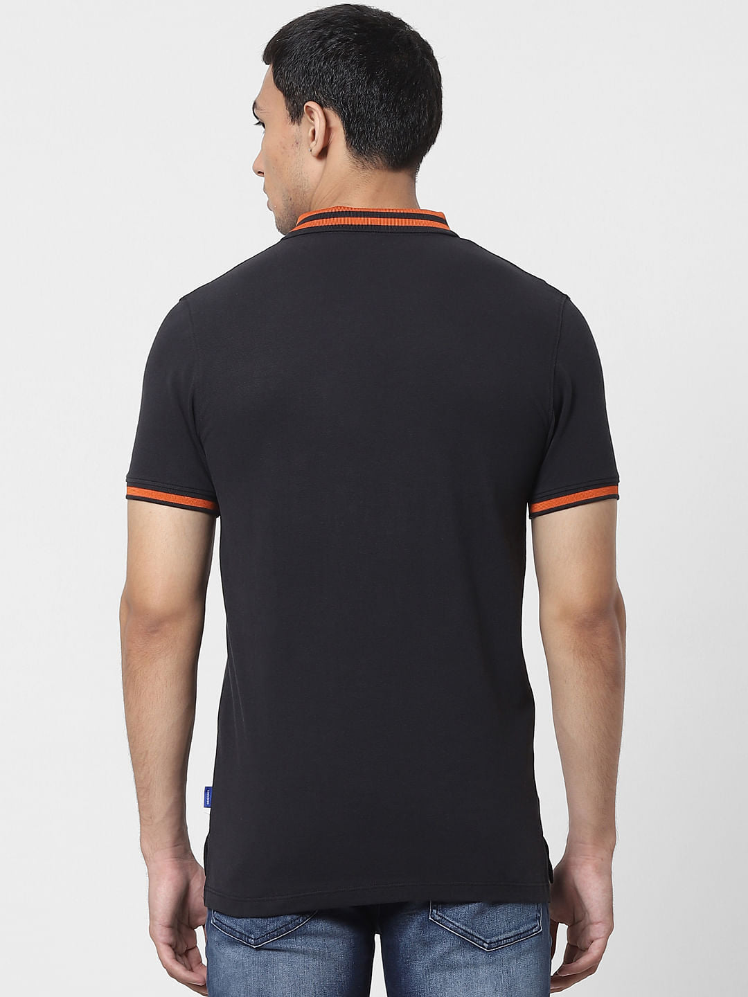 Black Contrast Tipping Polo T-shirt