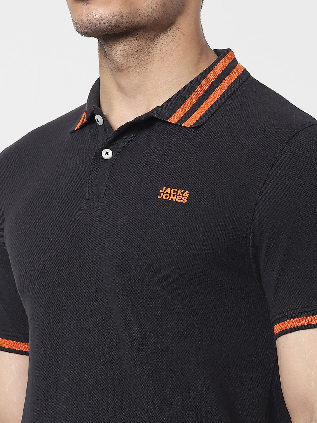 Black Contrast Tipping Polo T-shirt