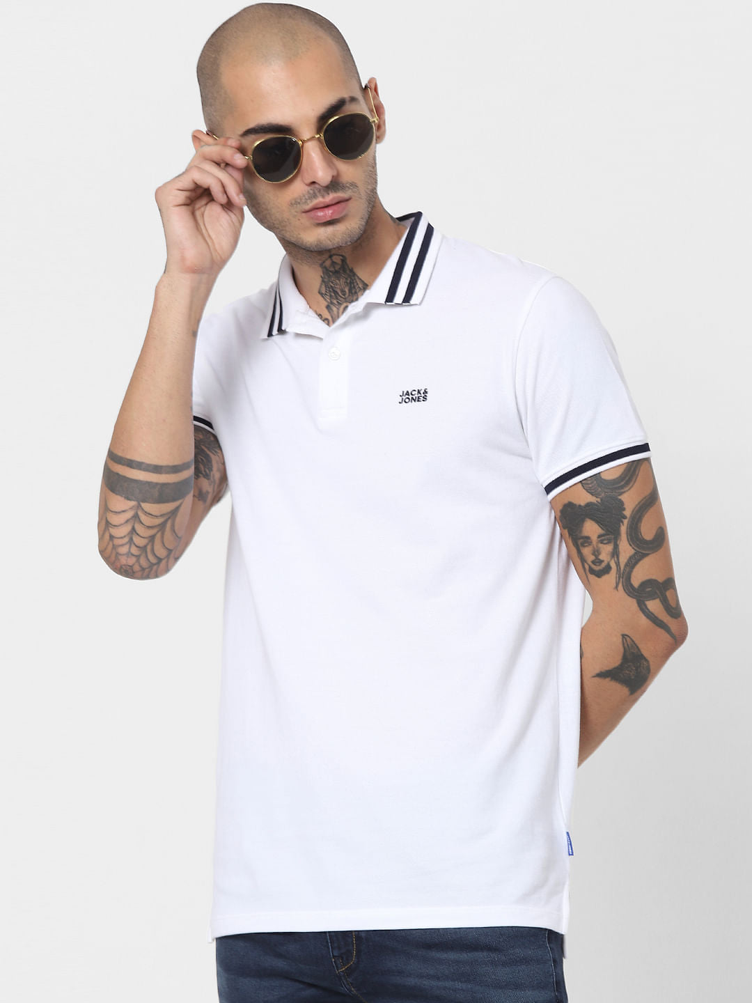 White Contrast Tipping Polo T-shirt