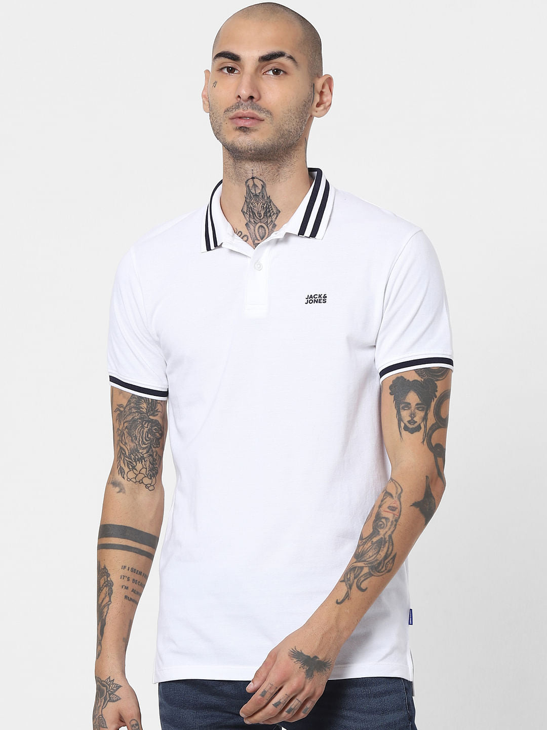 White Contrast Tipping Polo T-shirt