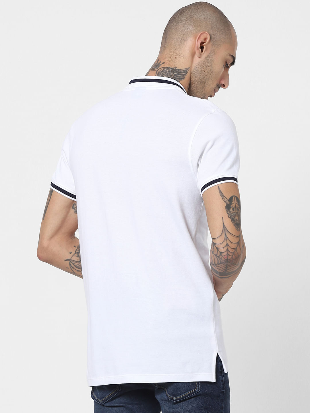 White Contrast Tipping Polo T-shirt