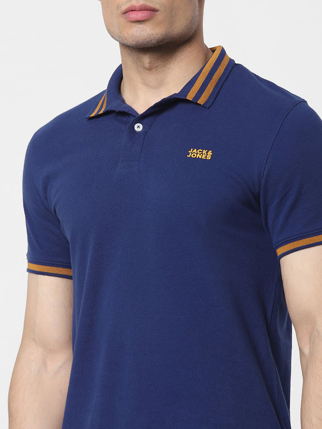 Blue Contrast Tipping Polo T-shirt