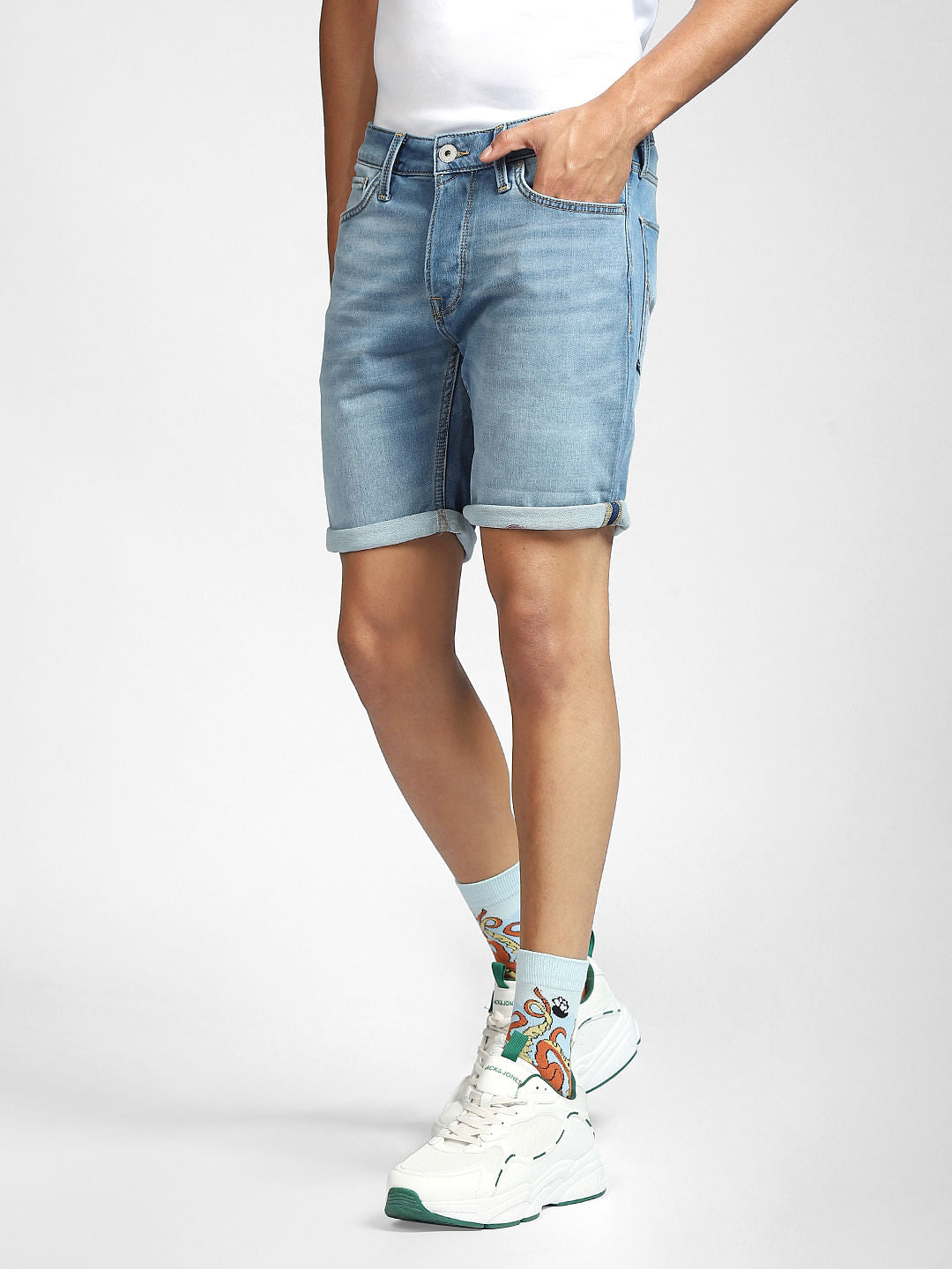 Jack & Jones Blue Low Rise Denim Shorts