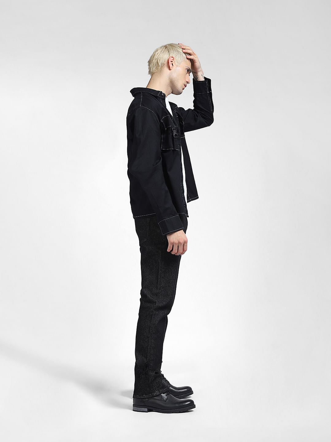 Black Mid Rise Clark Straight Jeans