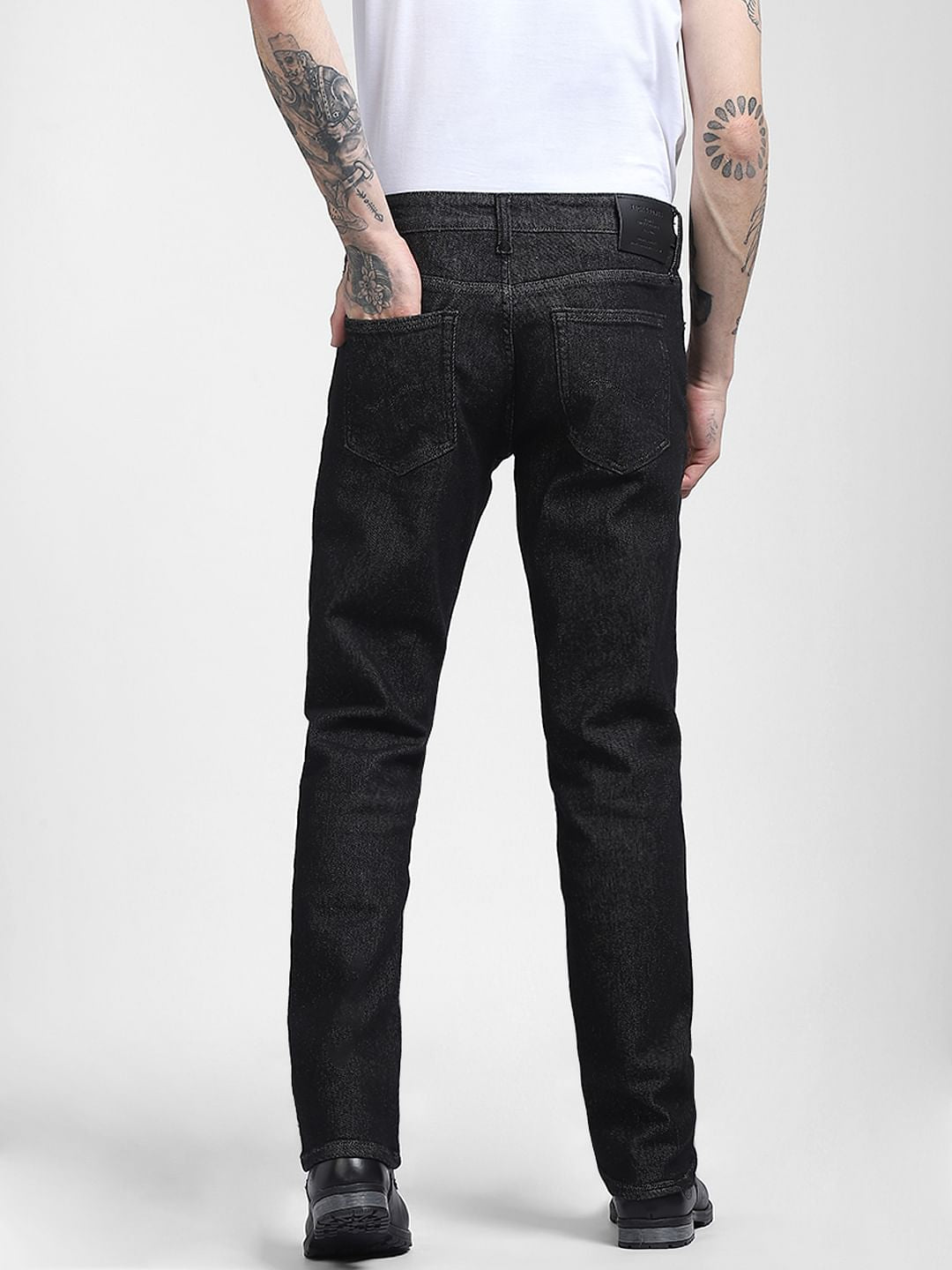 Black Mid Rise Clark Straight Jeans