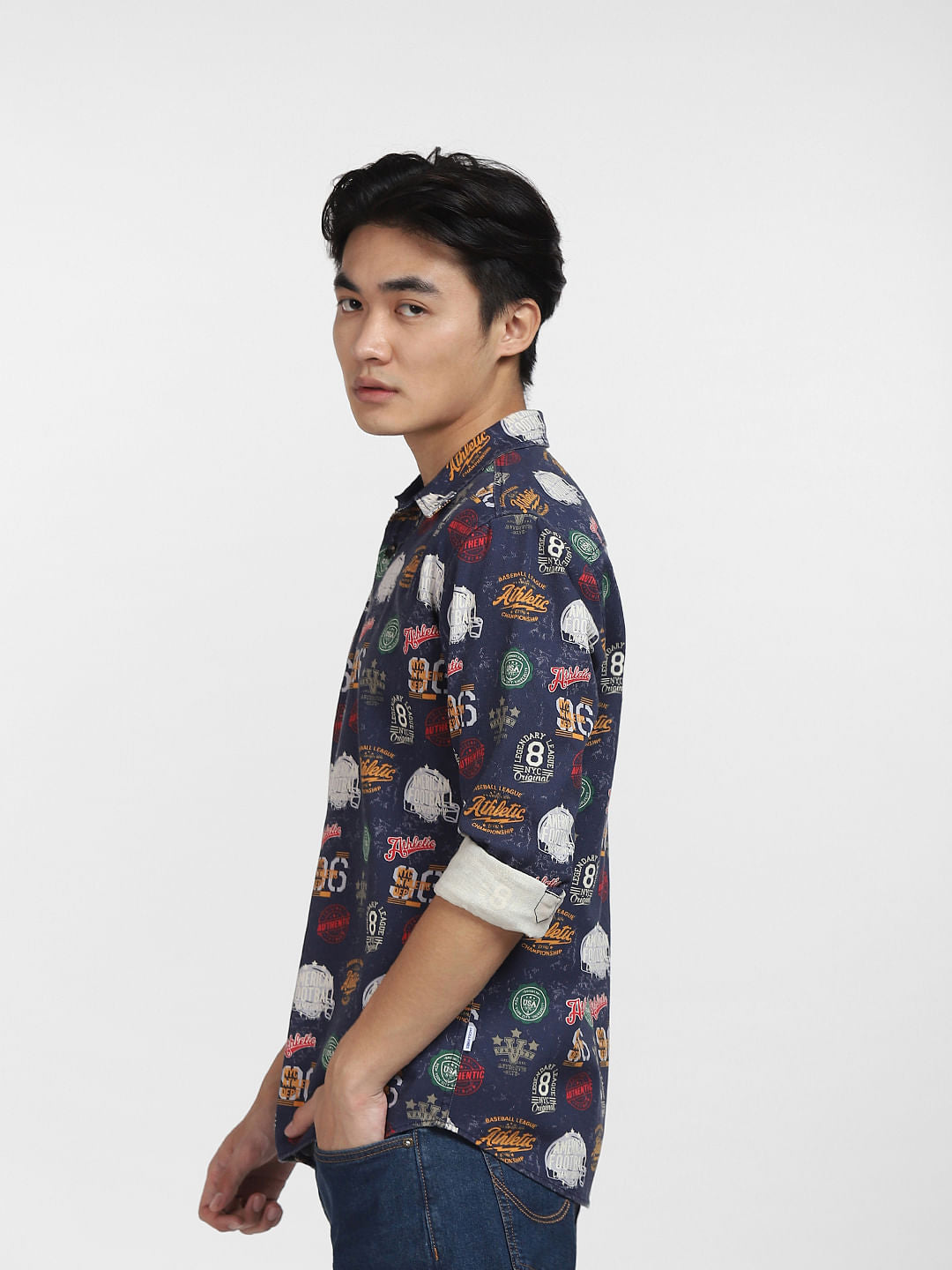 Blue Abstract Print Full Sleeves Shirt
