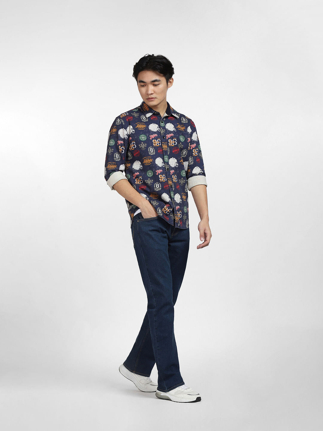 Blue Abstract Print Full Sleeves Shirt