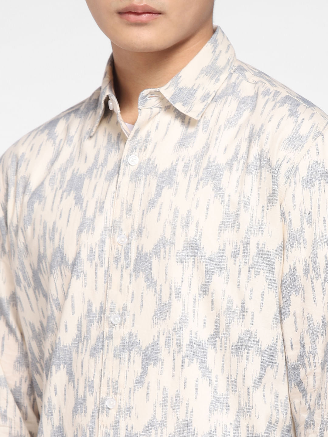 Beige Printed Full Sleeves Shirt