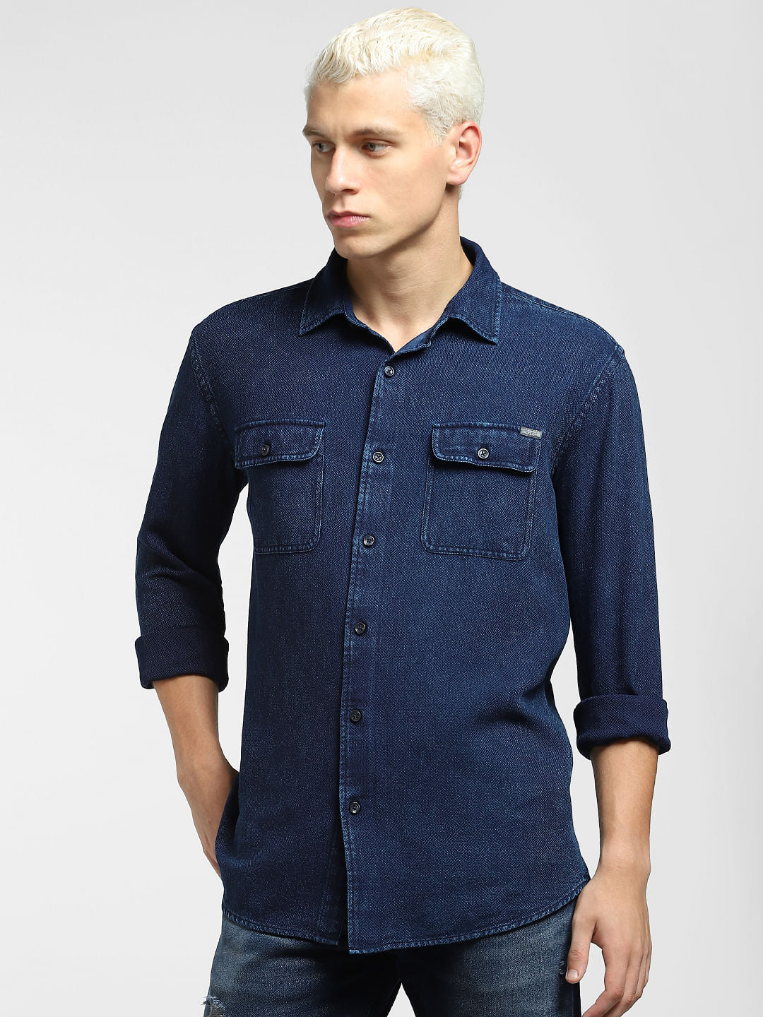 Blue Indigo Dyed Full Sleeves Shirt