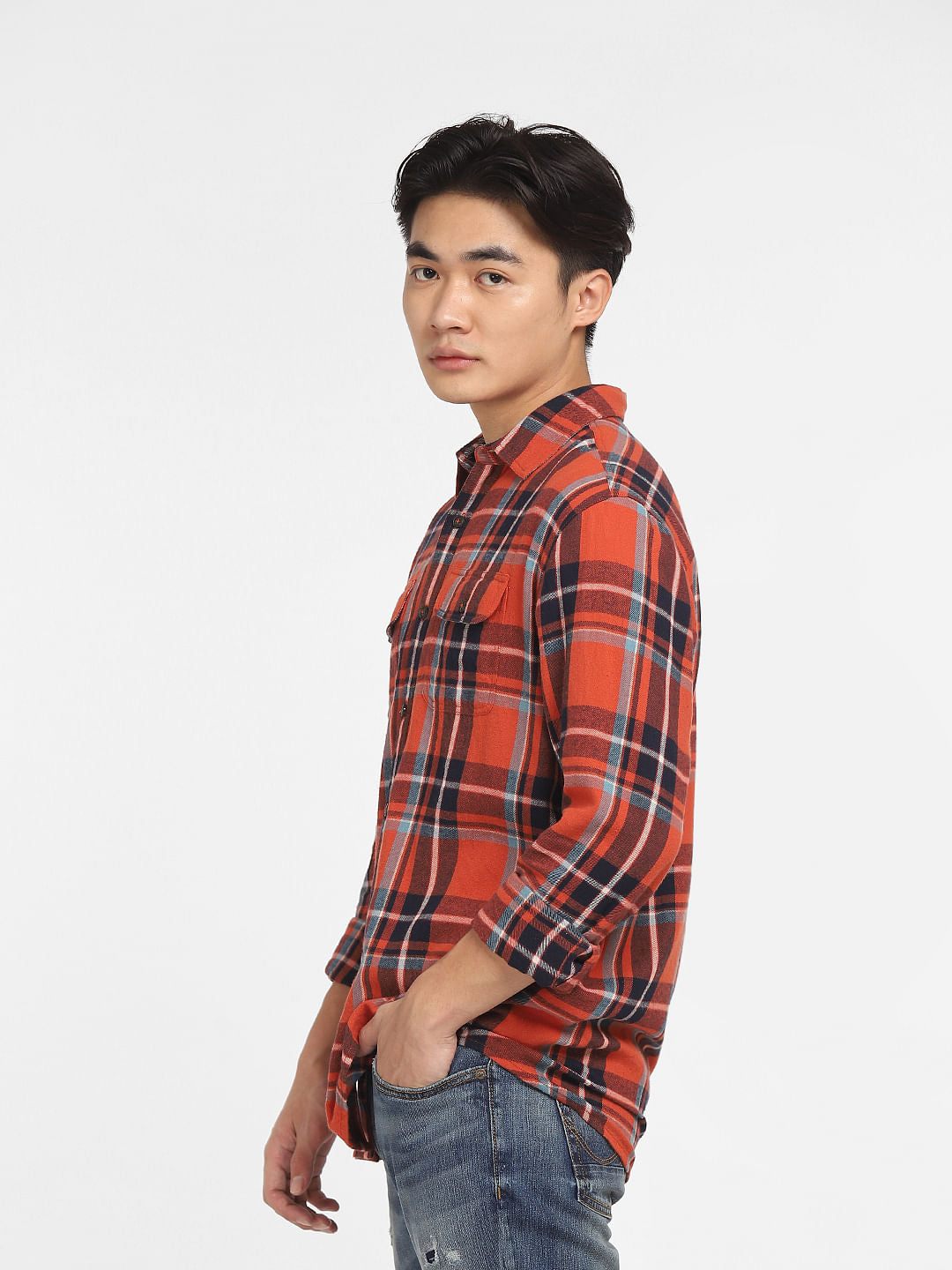 Red Check Print Full Sleeves Shirt