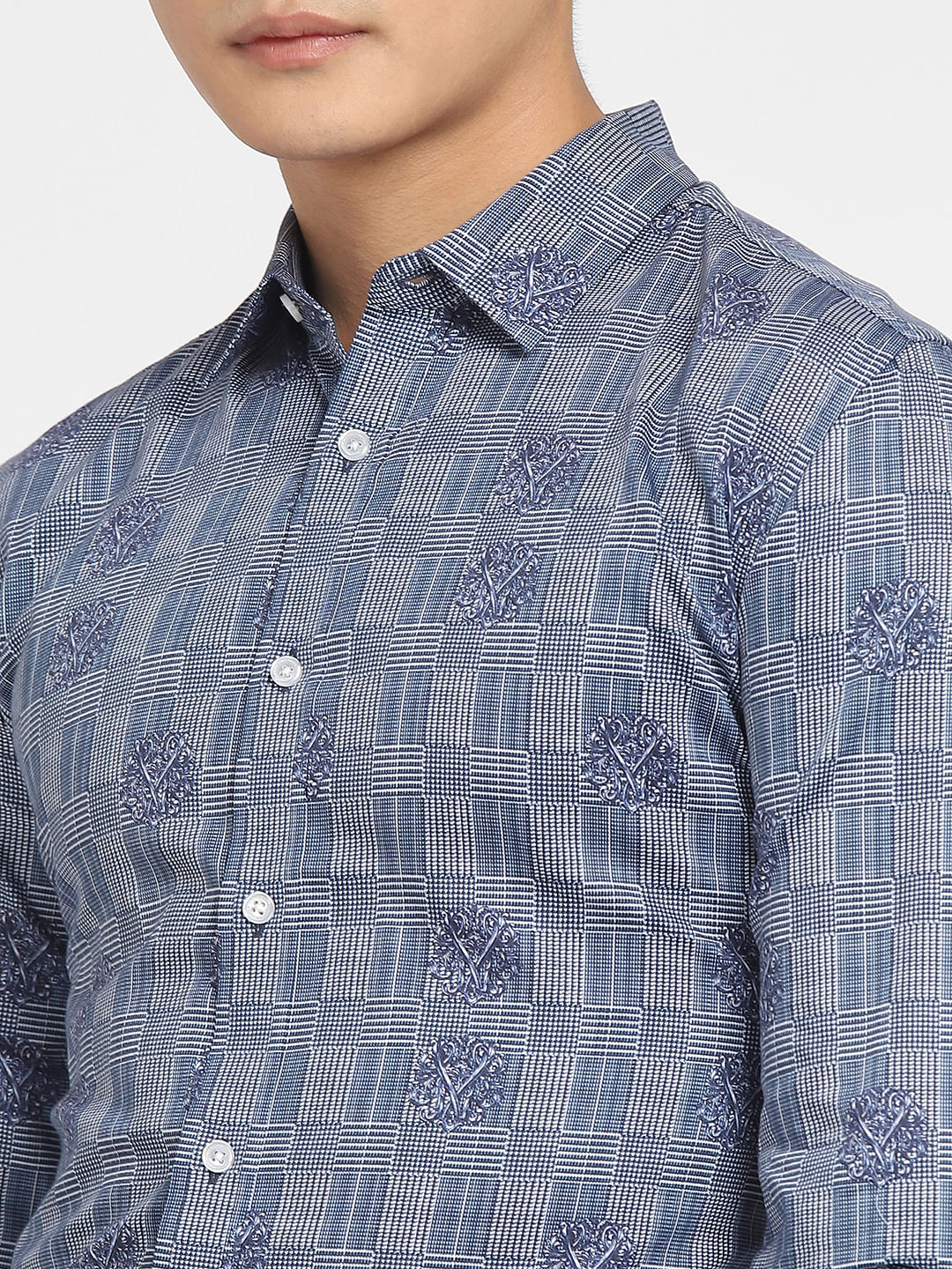 Blue Printed Full Sleeves Shirt