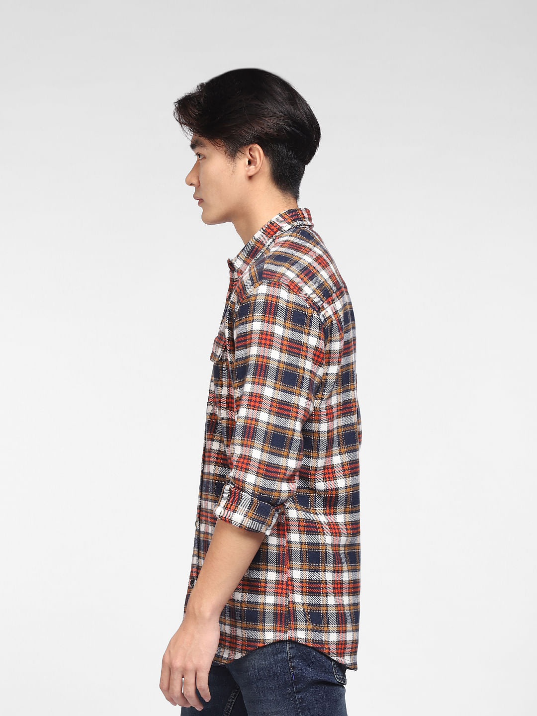 Brown Check Print Full Sleeves Shirt