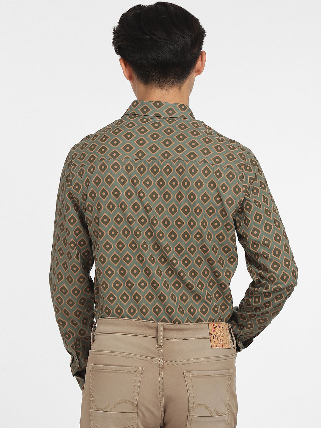 Green Printed Full Sleeves Shirt