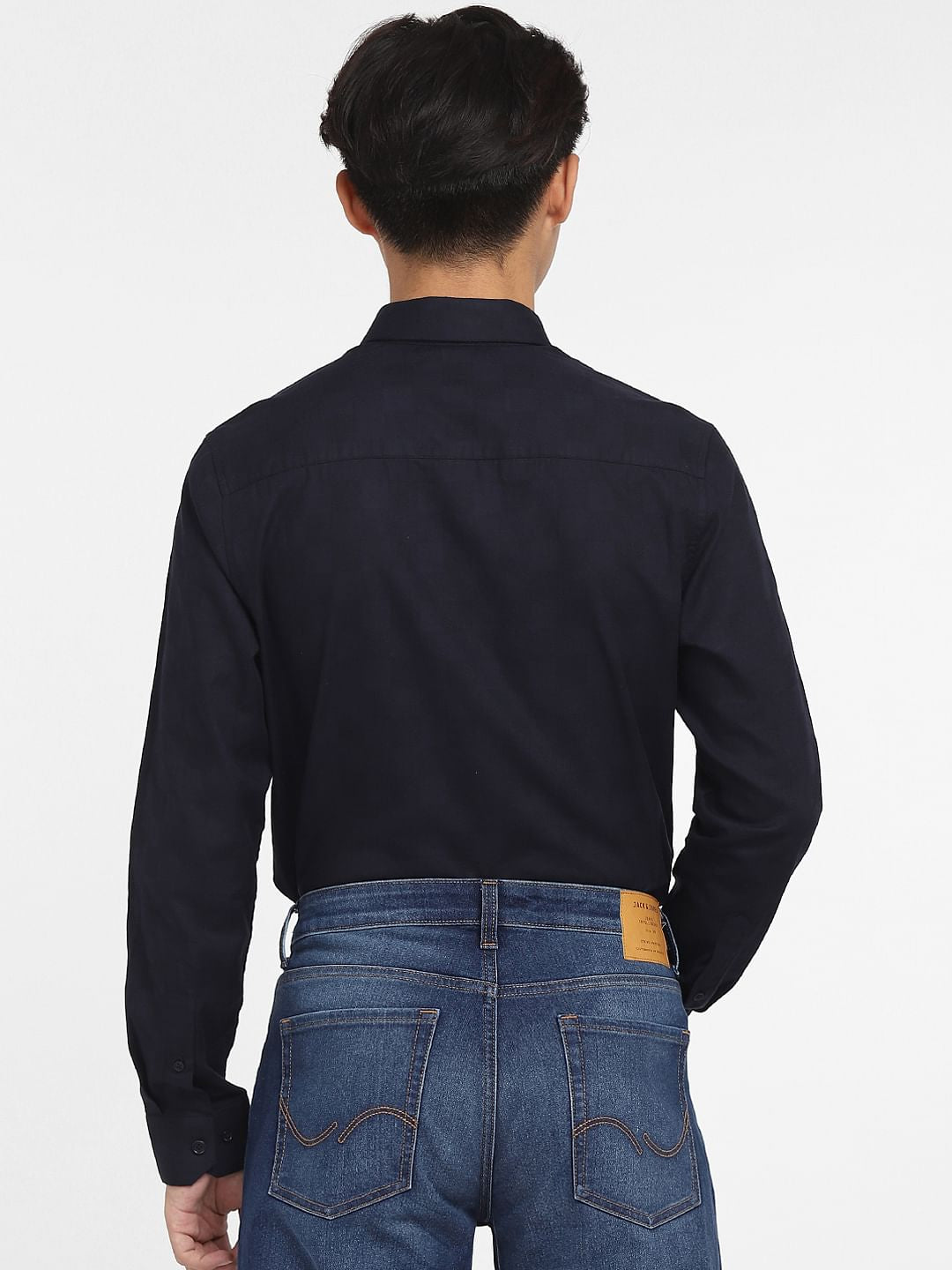 Navy Blue Printed Full Sleeves Shirt