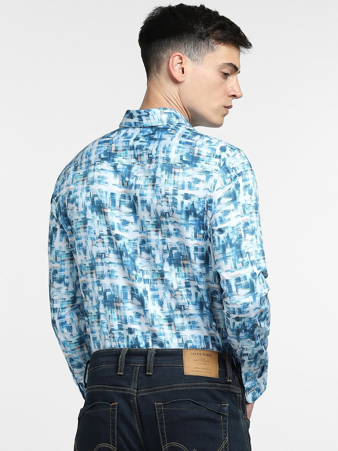 Blue Abstract Print Full Sleeves Shirt