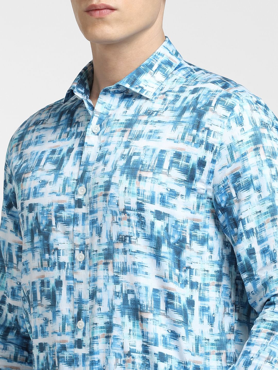 Blue Abstract Print Full Sleeves Shirt