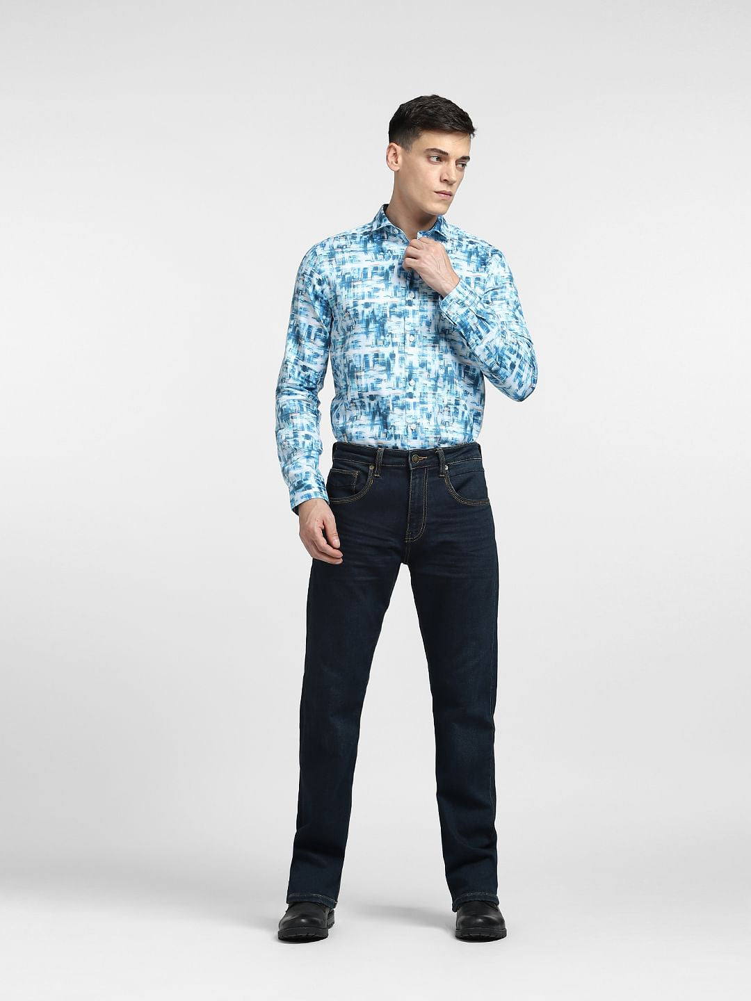 Blue Abstract Print Full Sleeves Shirt