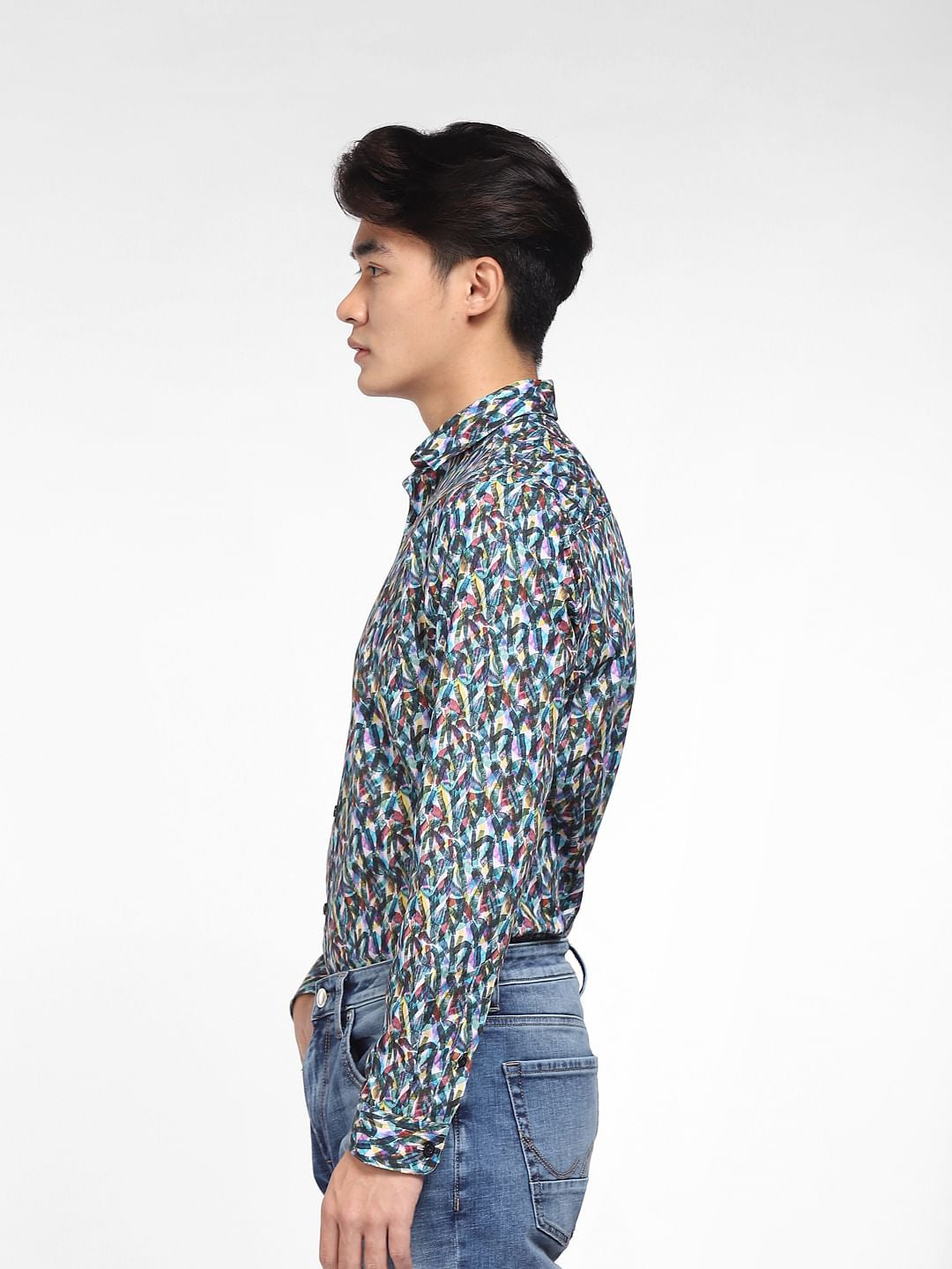 Blue Abstract Print Full Sleeves Shirt
