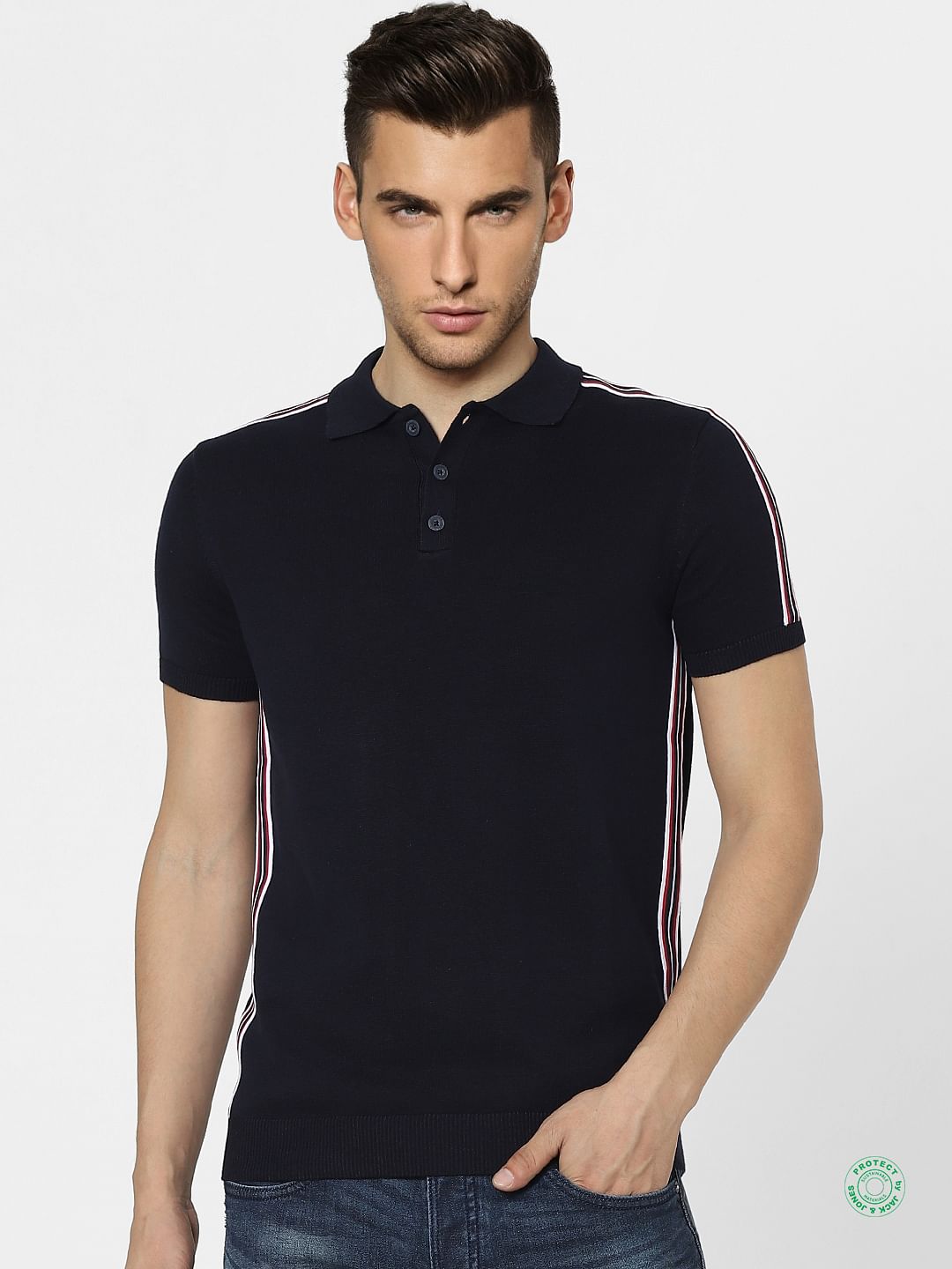 Dark Navy Knit Polo T-shirt