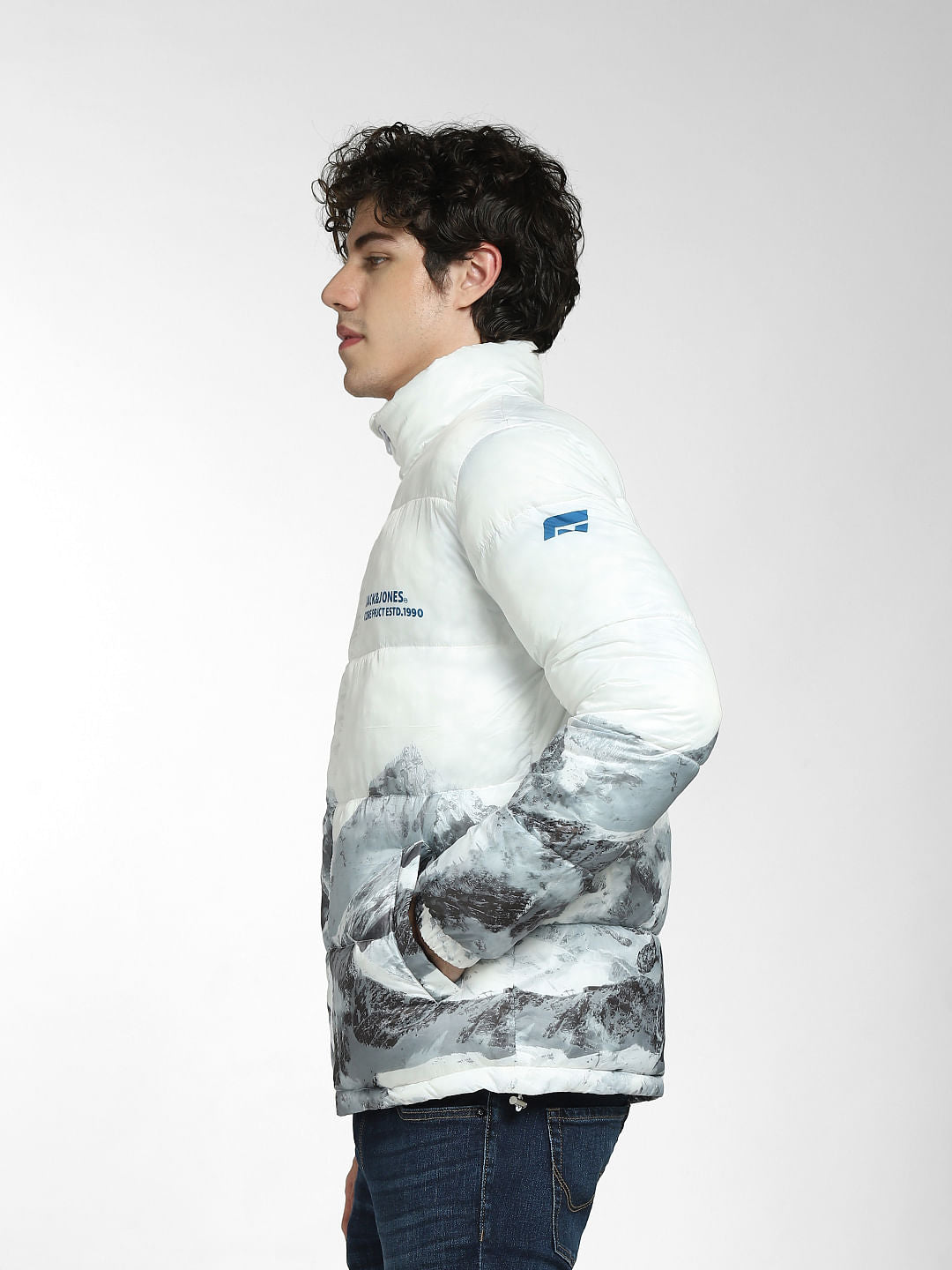 White Printed Puffer Jacket
