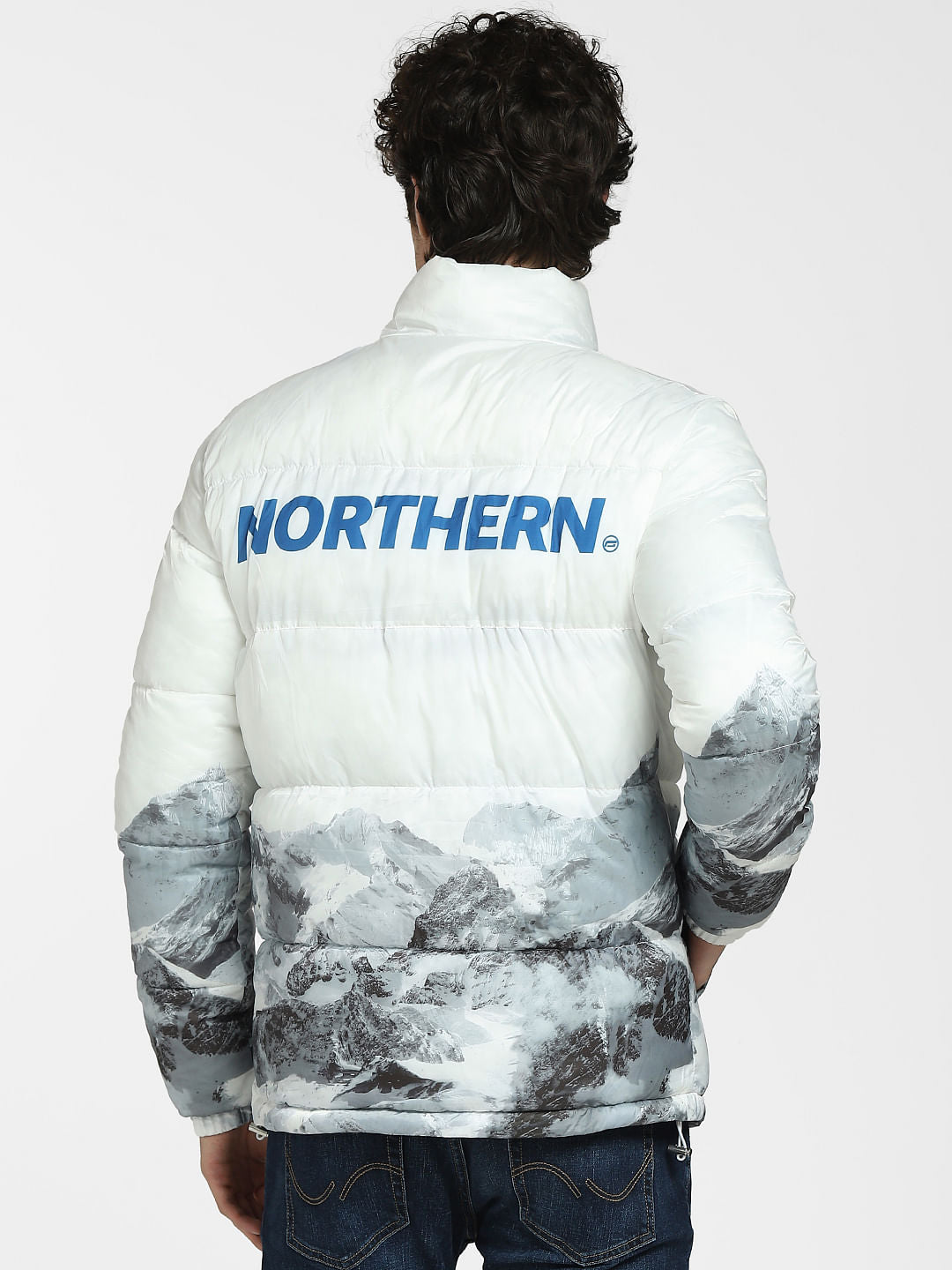 White Printed Puffer Jacket