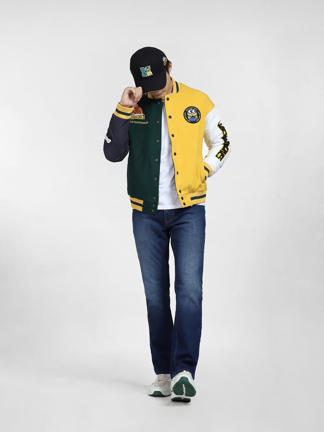 X MINIONS Yellow Colourblocked Bomber Jacket - S
