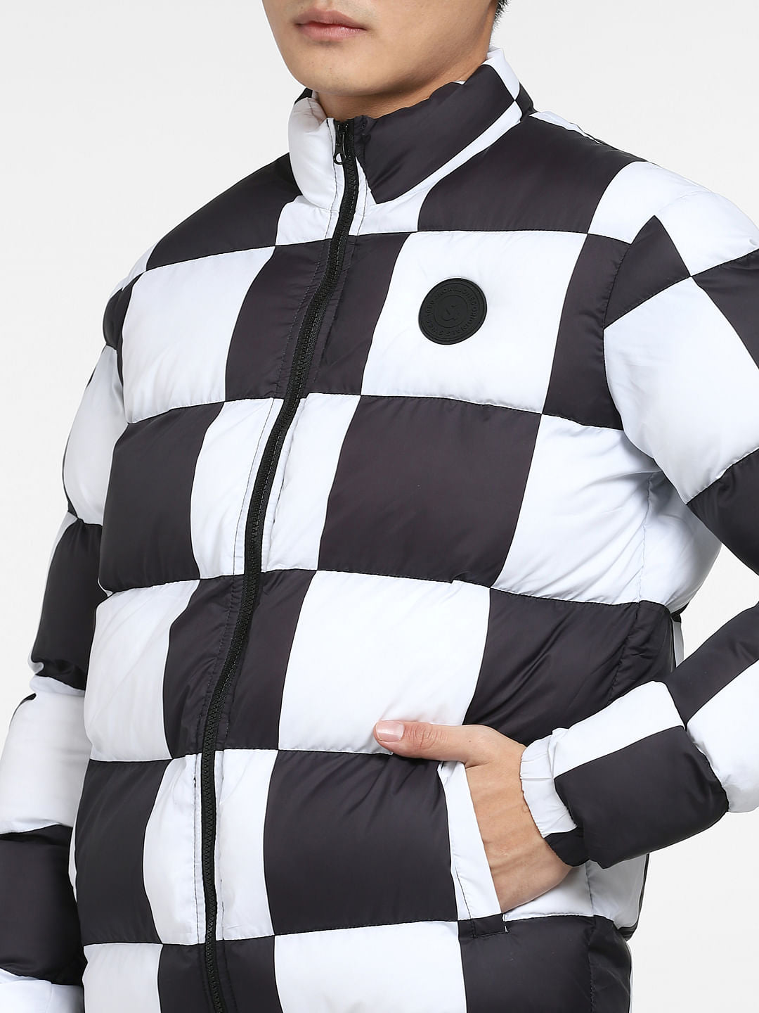 White Check Puffer Jacket