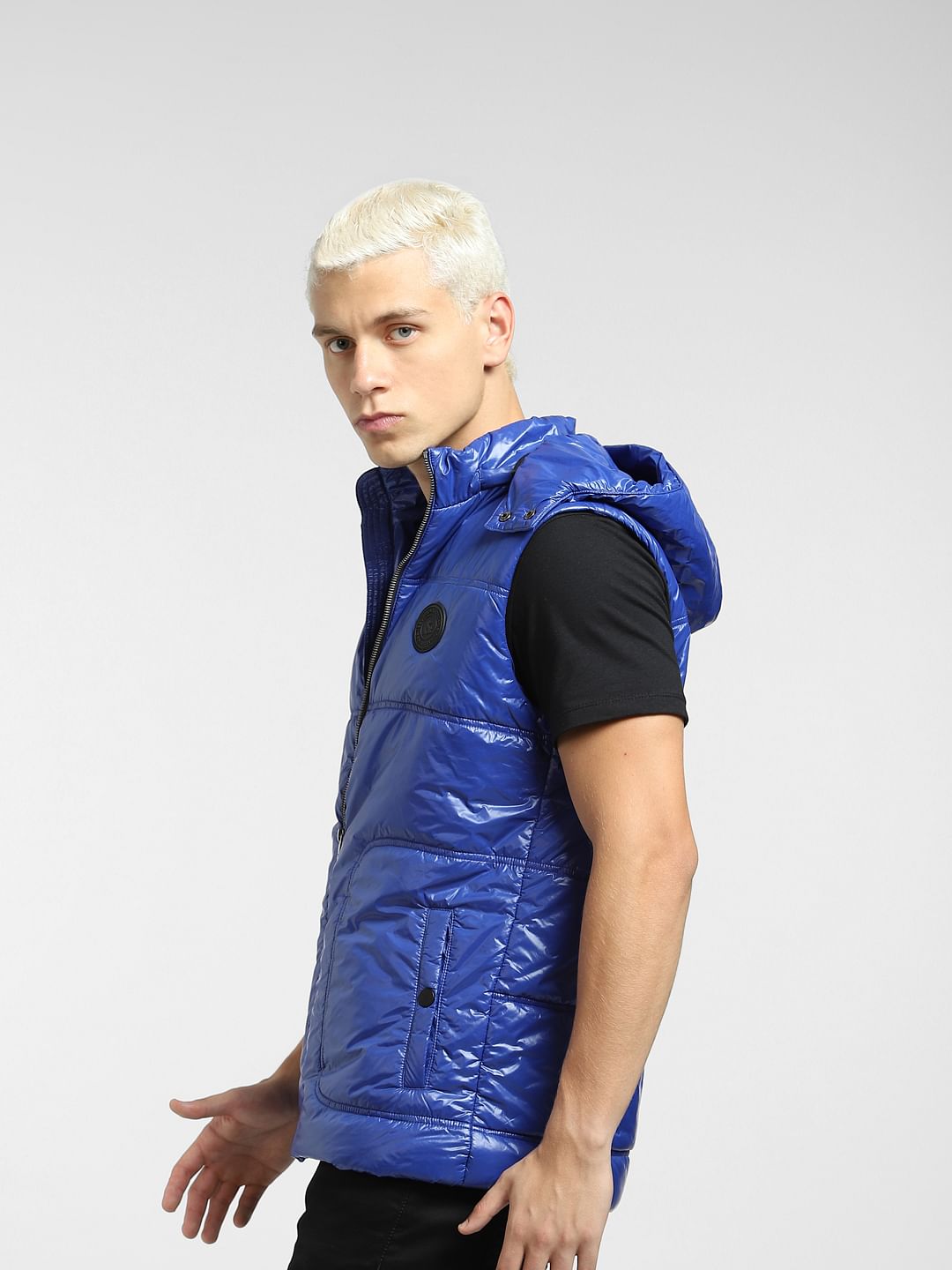 Blue Hooded Puffer Jacket