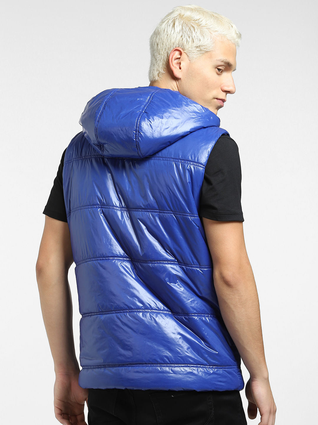Blue Hooded Puffer Jacket