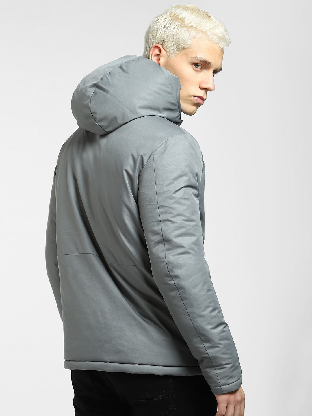 Grey Hooded Puffer Jacket