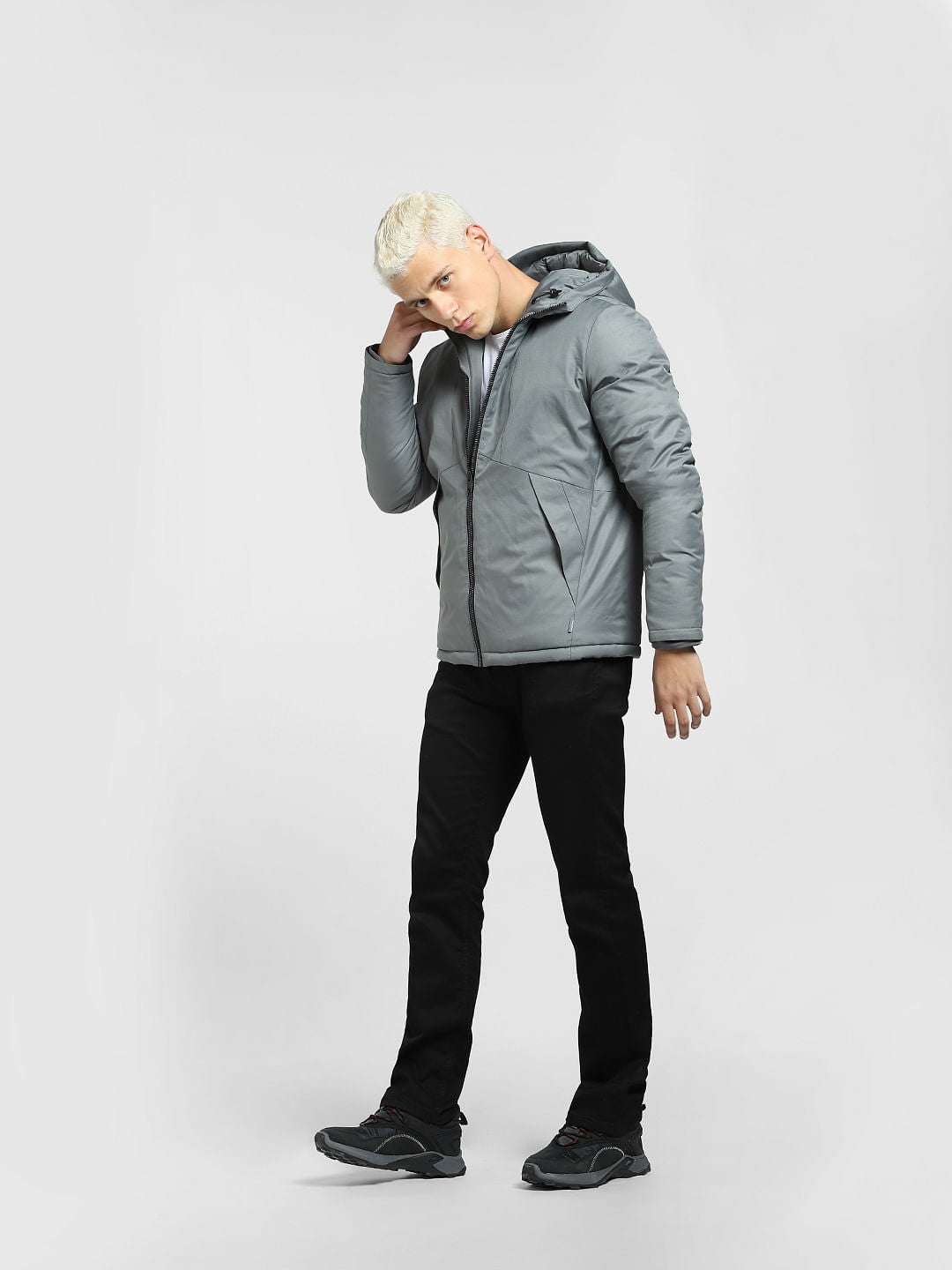 Grey Hooded Puffer Jacket