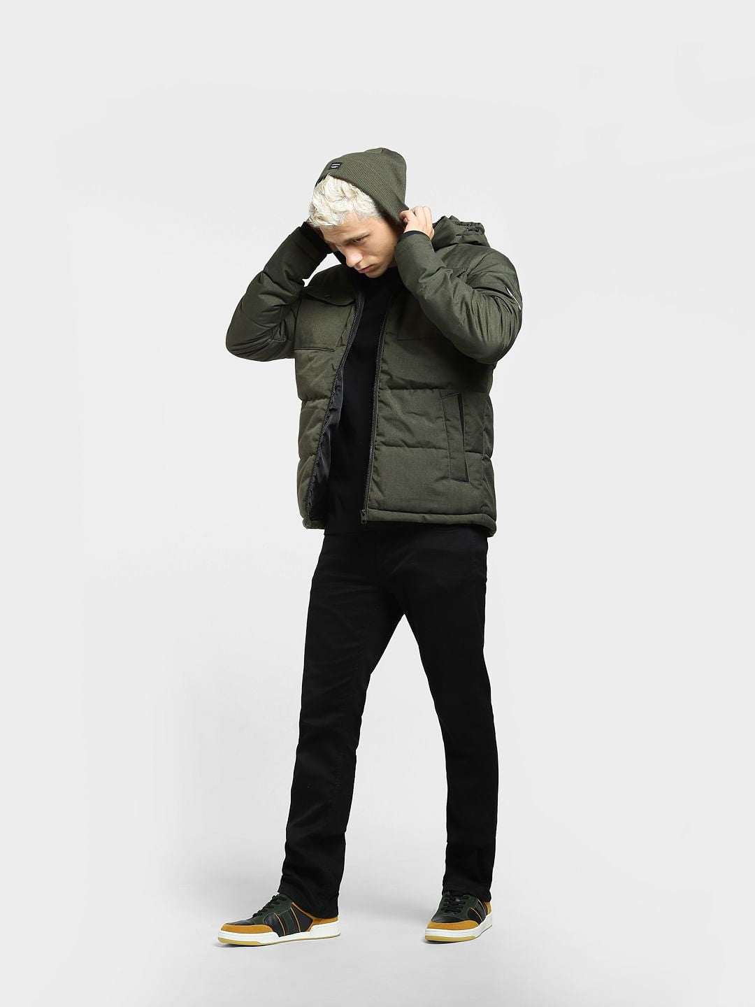 Dark Green Hooded Puffer Jacket - S