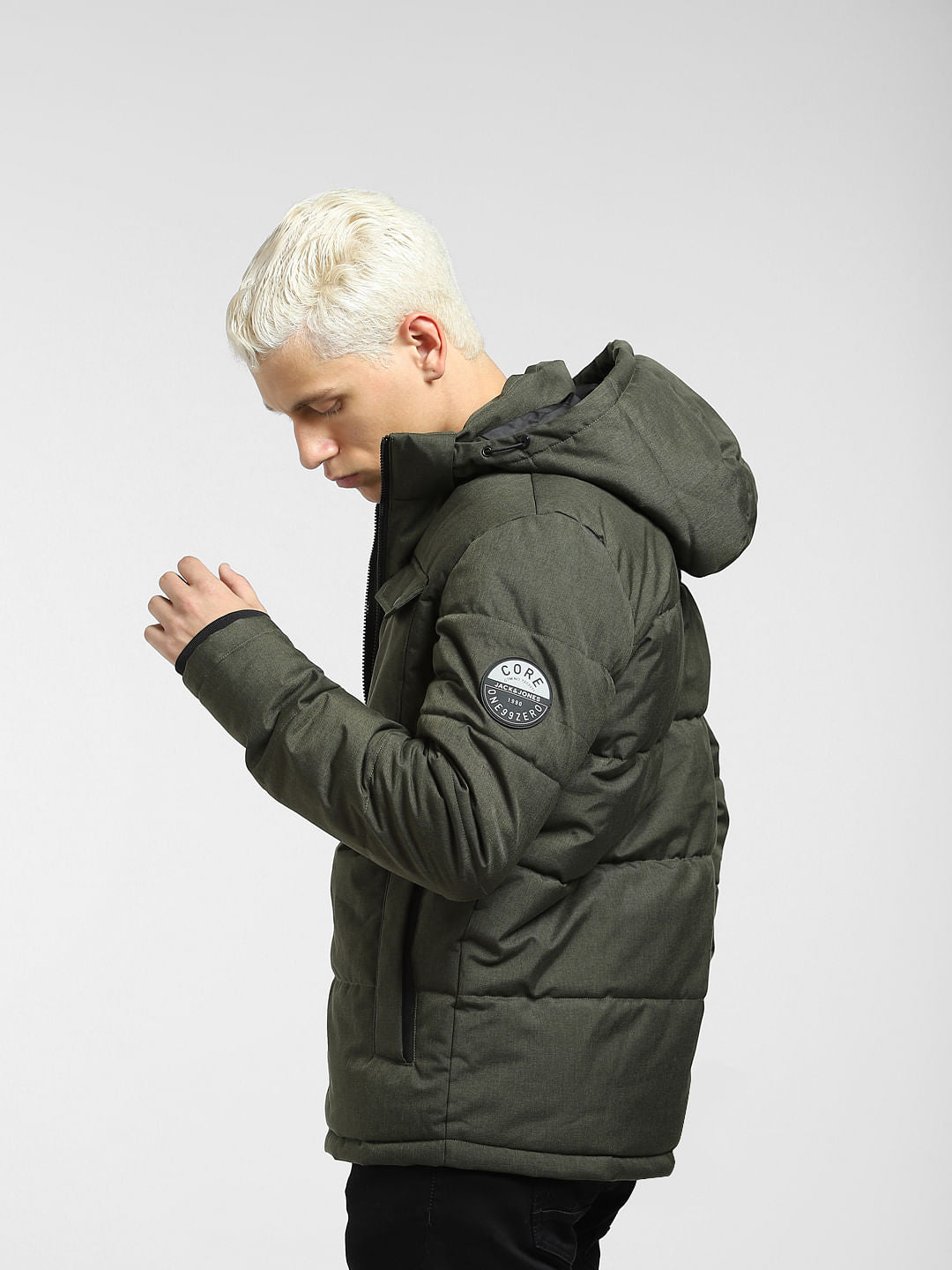 Dark Green Hooded Puffer Jacket