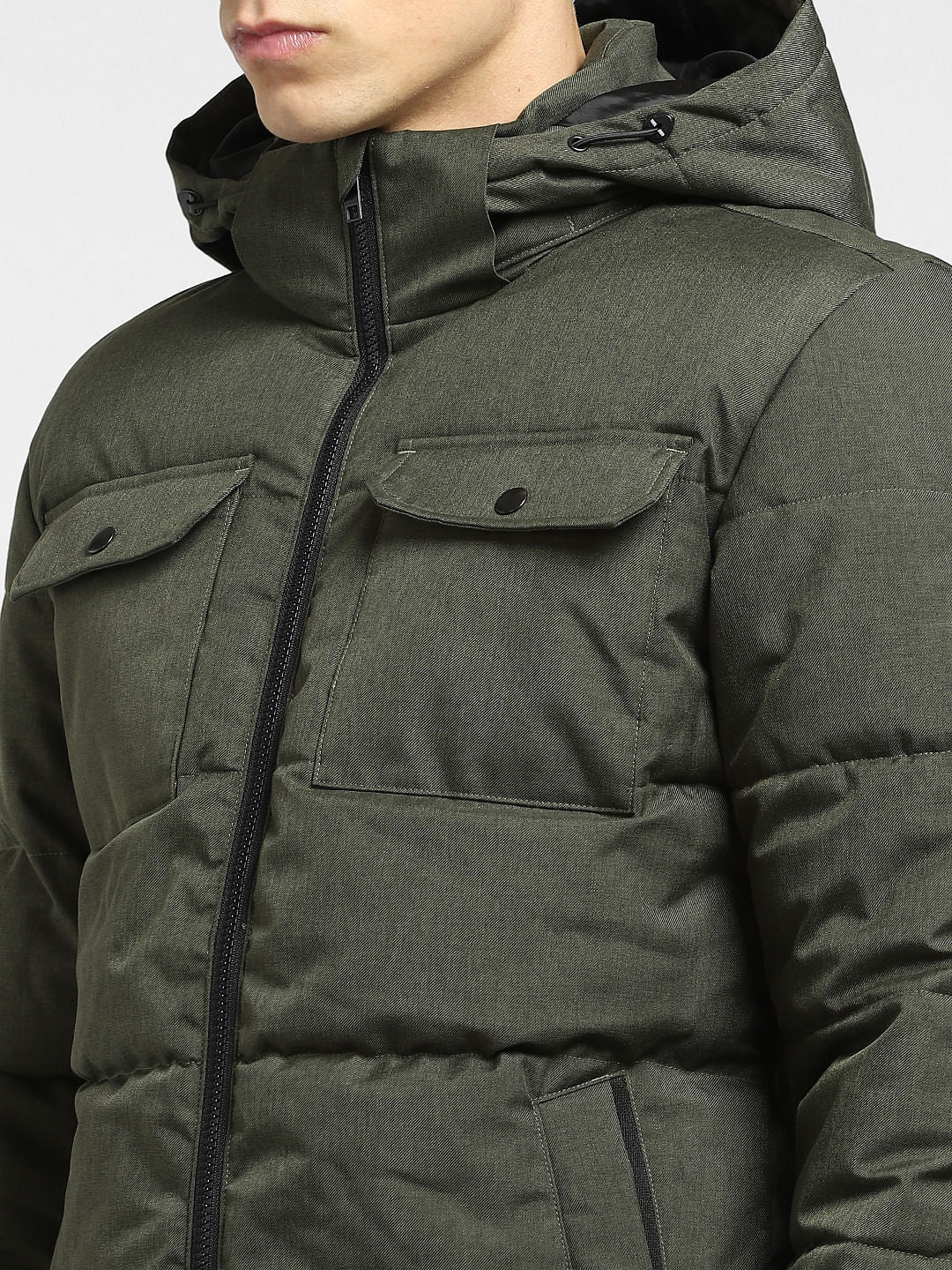 Dark Green Hooded Puffer Jacket
