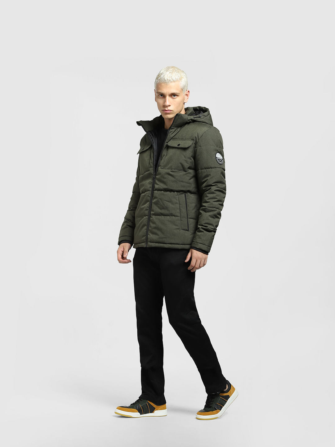 Dark Green Hooded Puffer Jacket