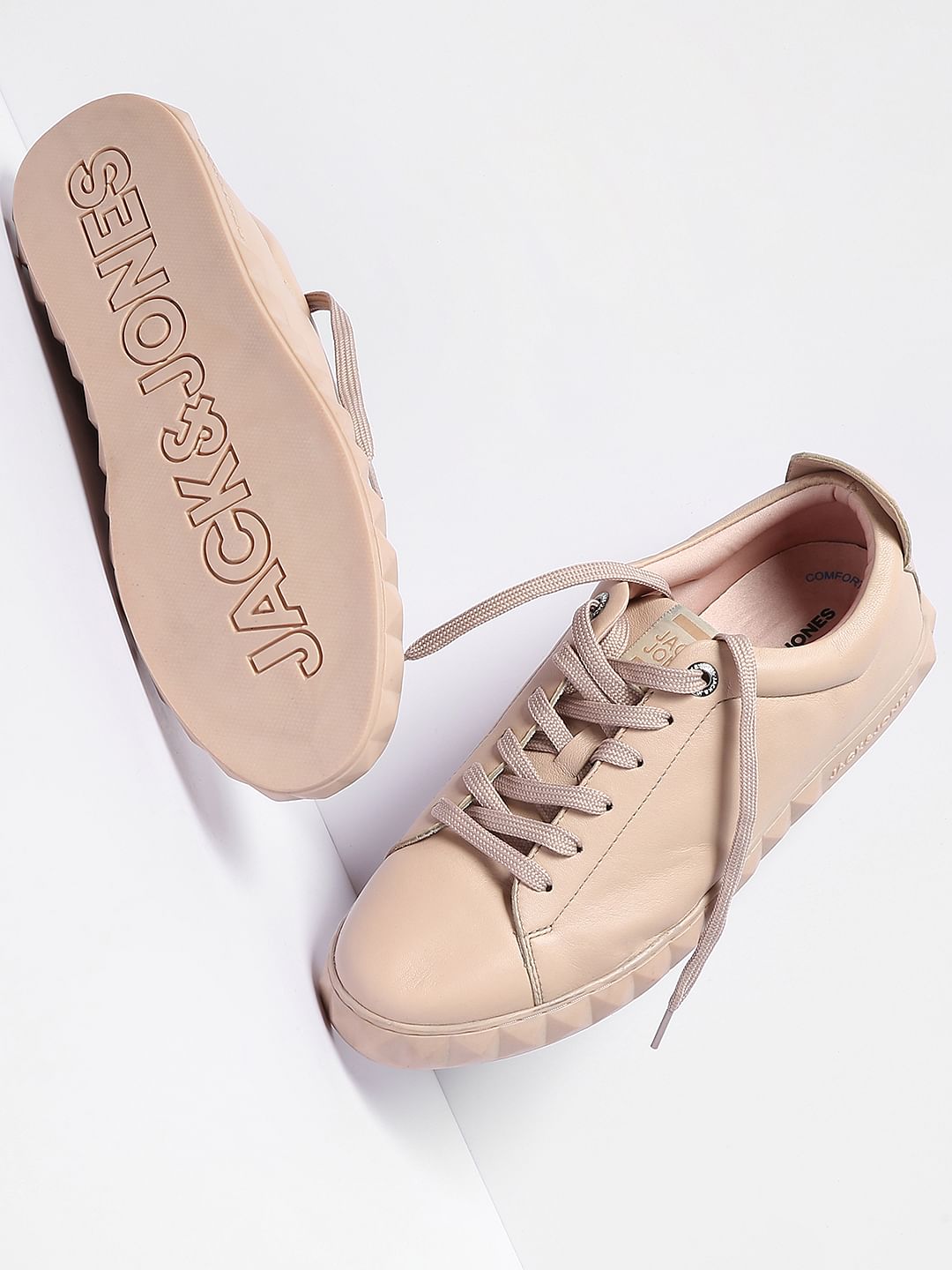 Beige Leather Sneakers - 6