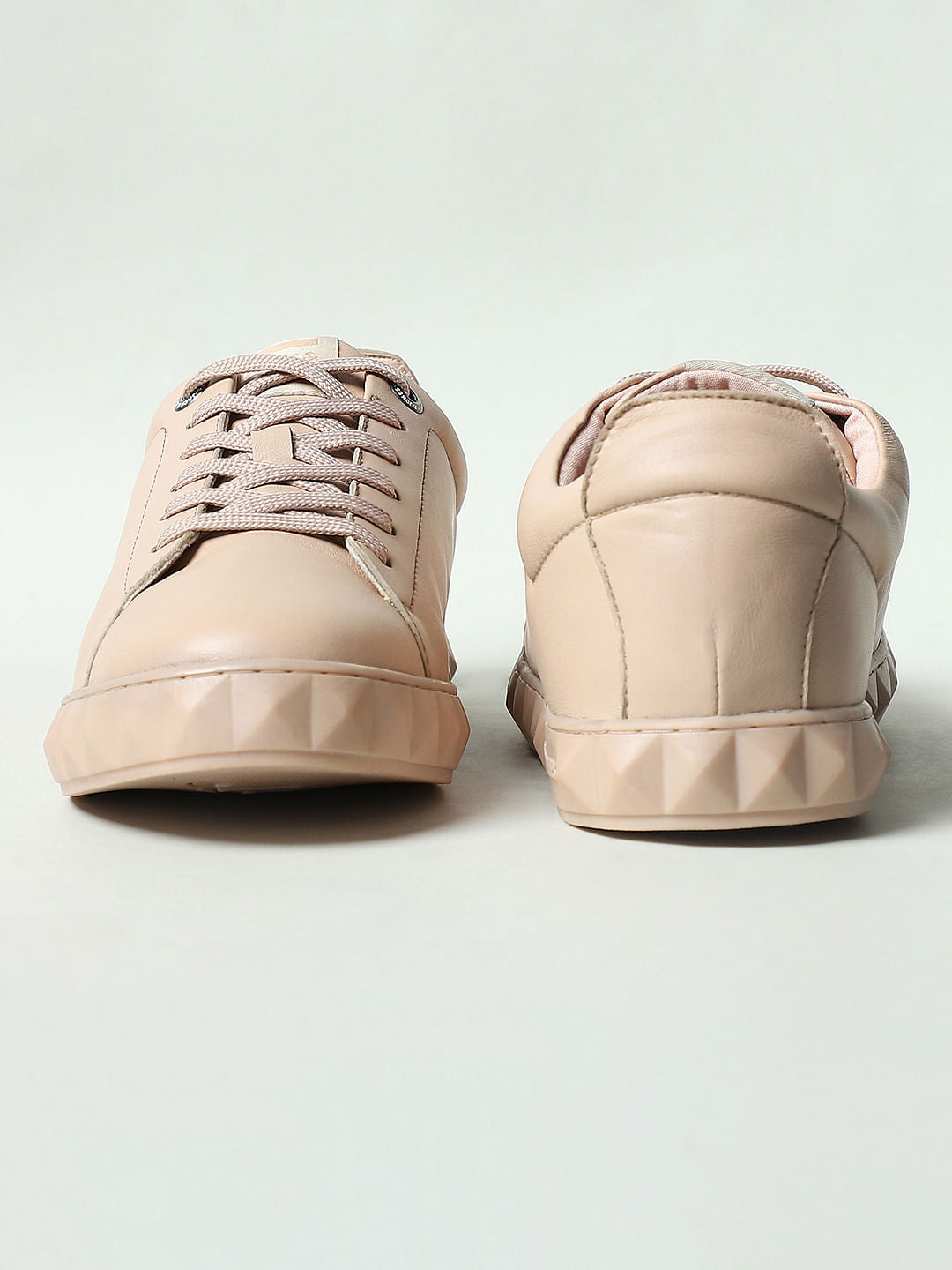 Beige Leather Sneakers