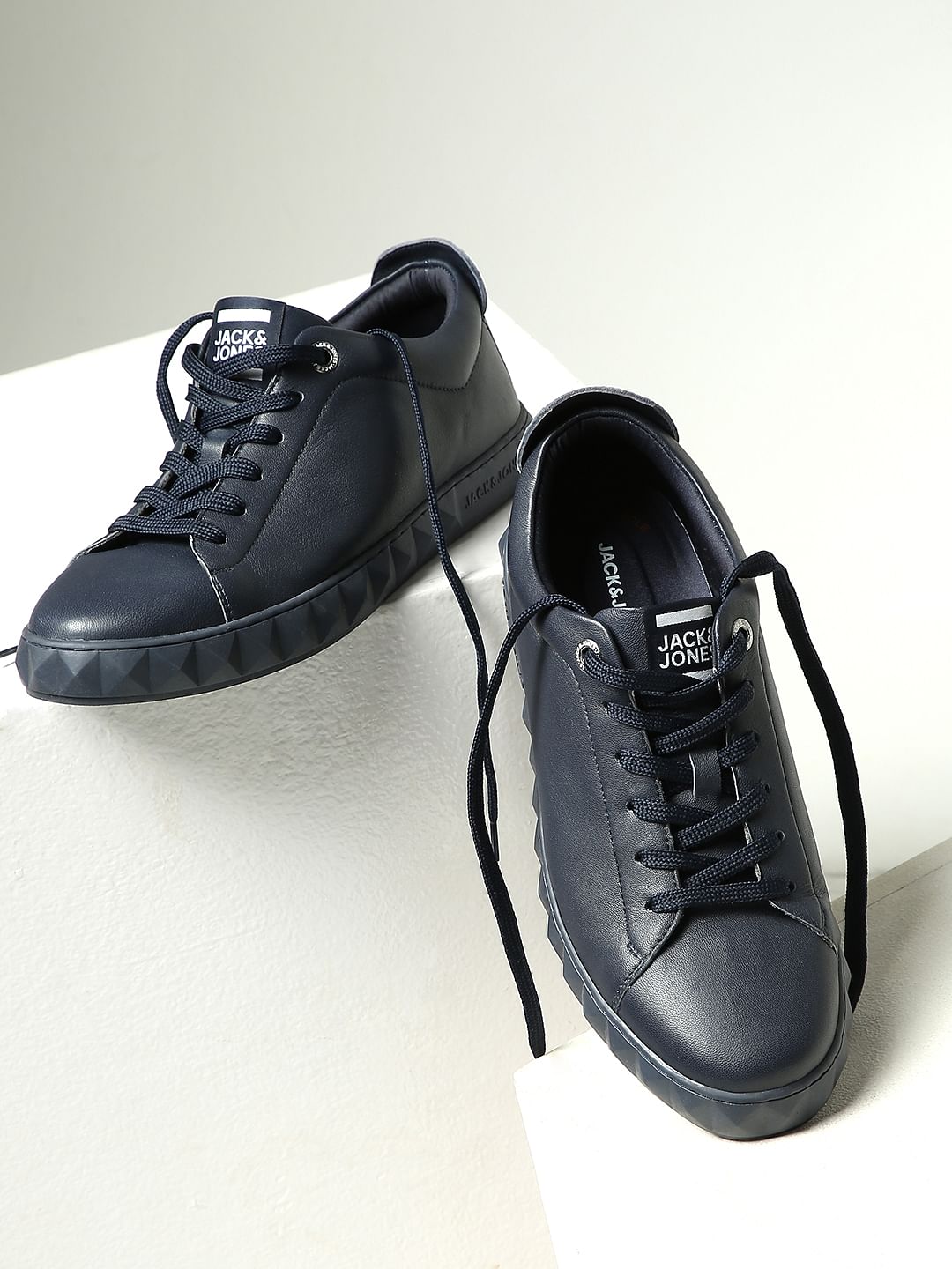Blue Leather Sneakers