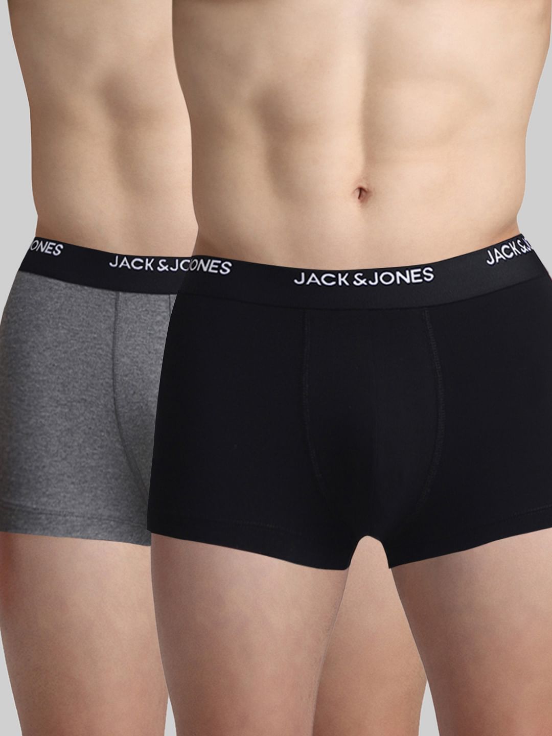 Pack Of 2 Black & Grey Trunks - S