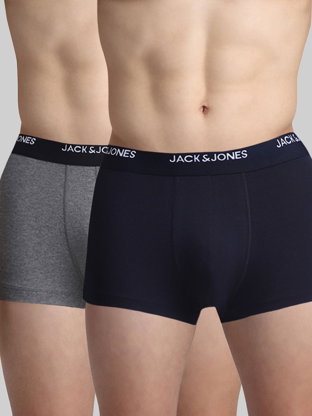 Pack Of 2 Navy Blue & Grey Trunks - S