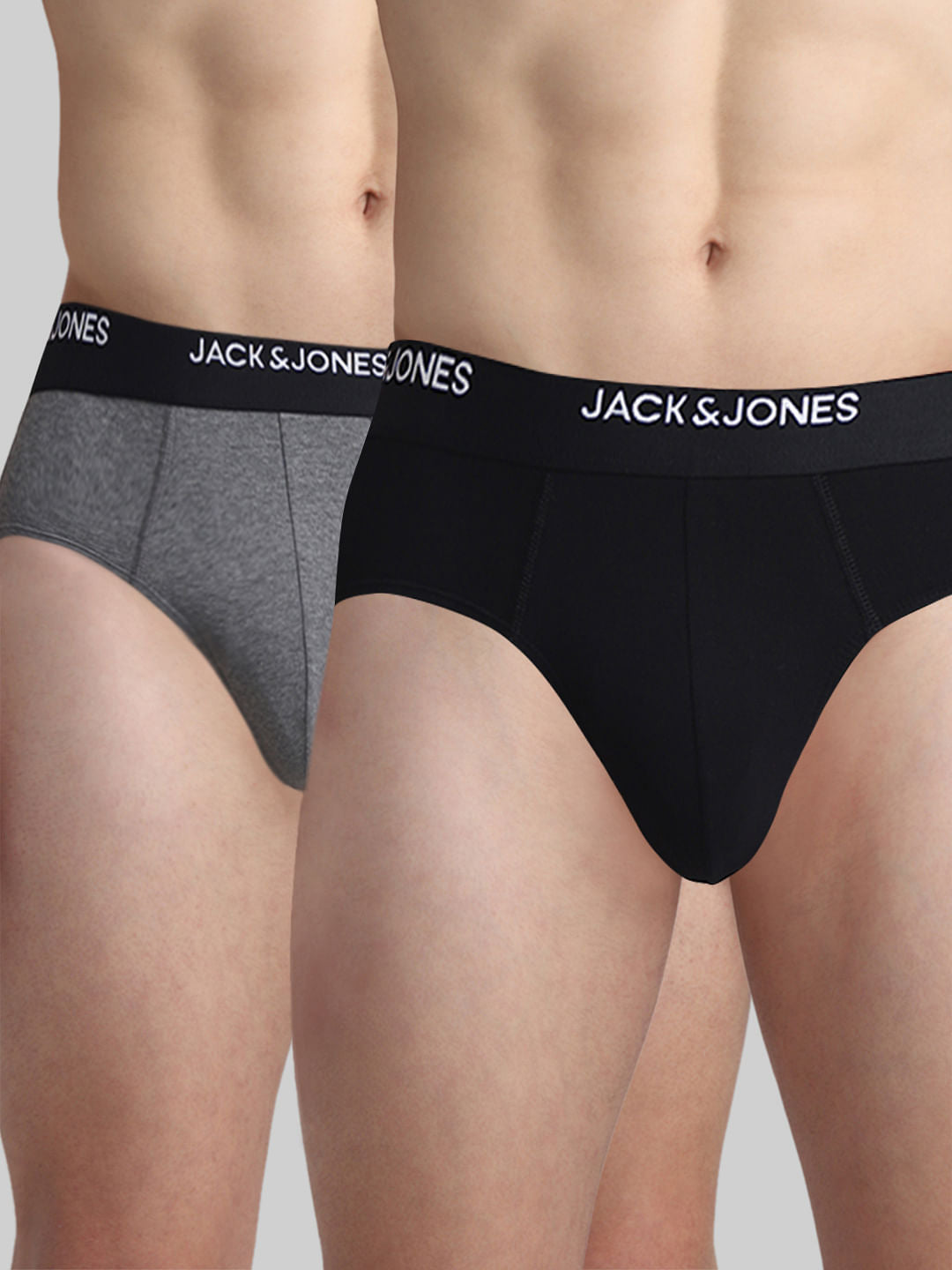 Pack Of 2 Black & Dark Grey Briefs - S