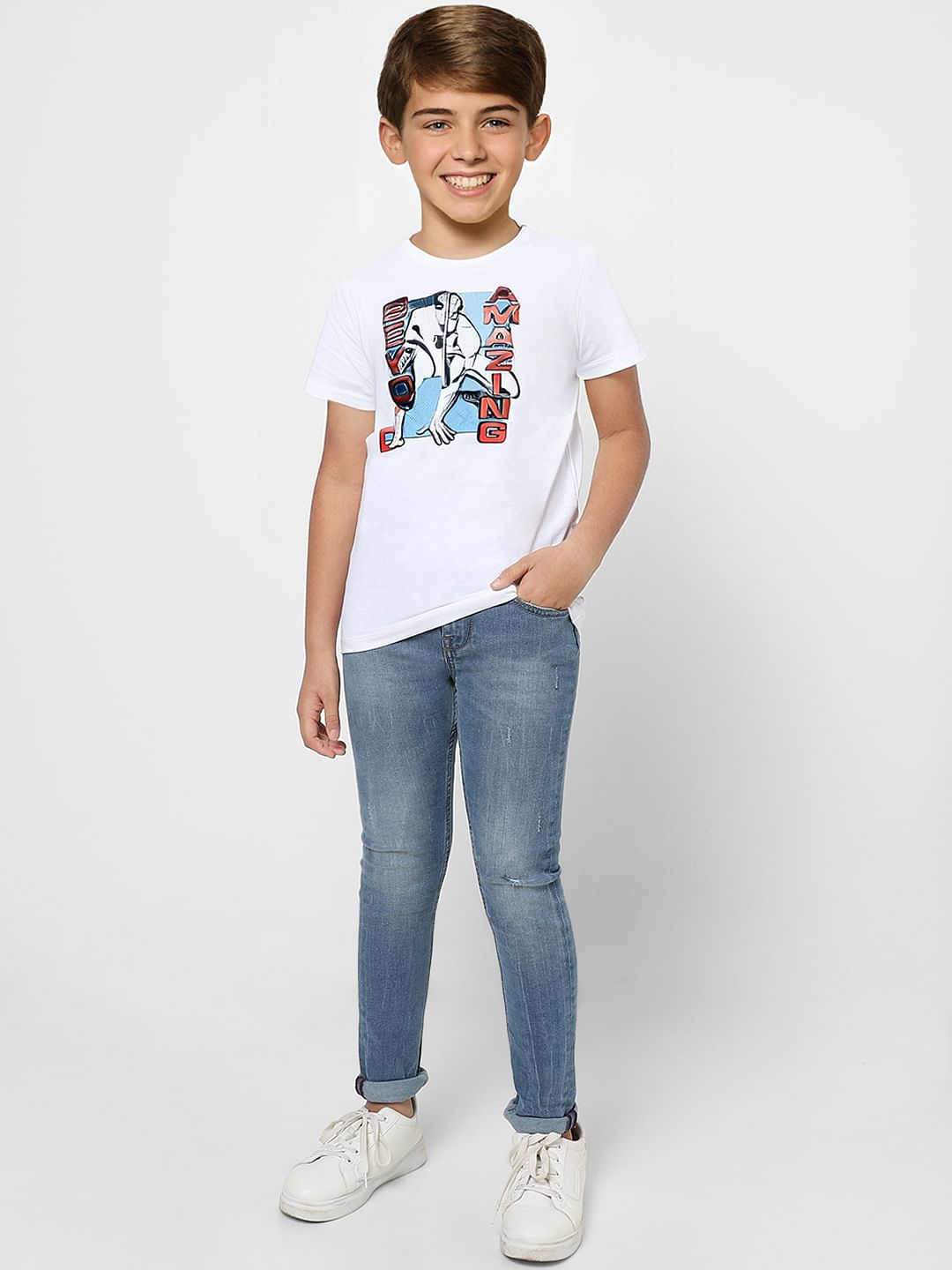 Boys X Marvel White Spider Man Crew Neck T-shirt - 4/5Y