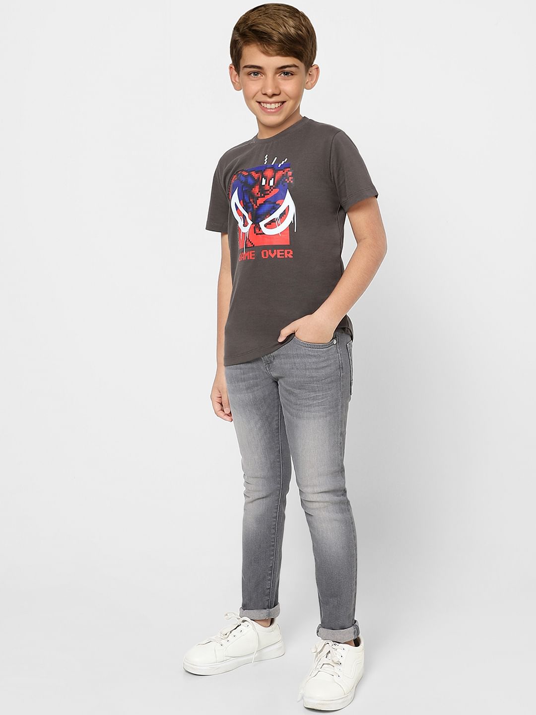 Boys X MARVEL Black Spiderman T-shirt - 4/5Y