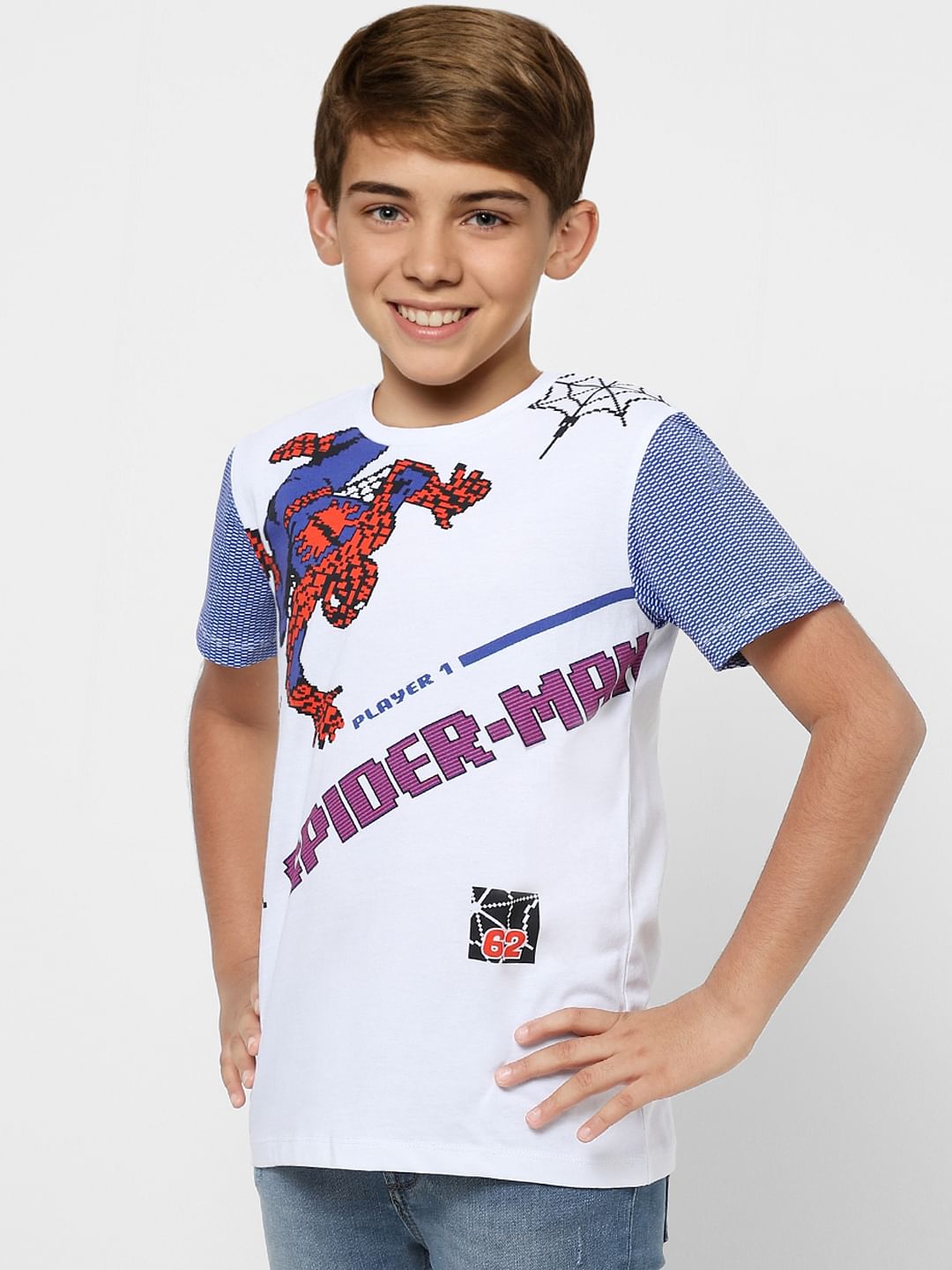 Boys X Marvel White Spider Man Crew Neck T-shirt